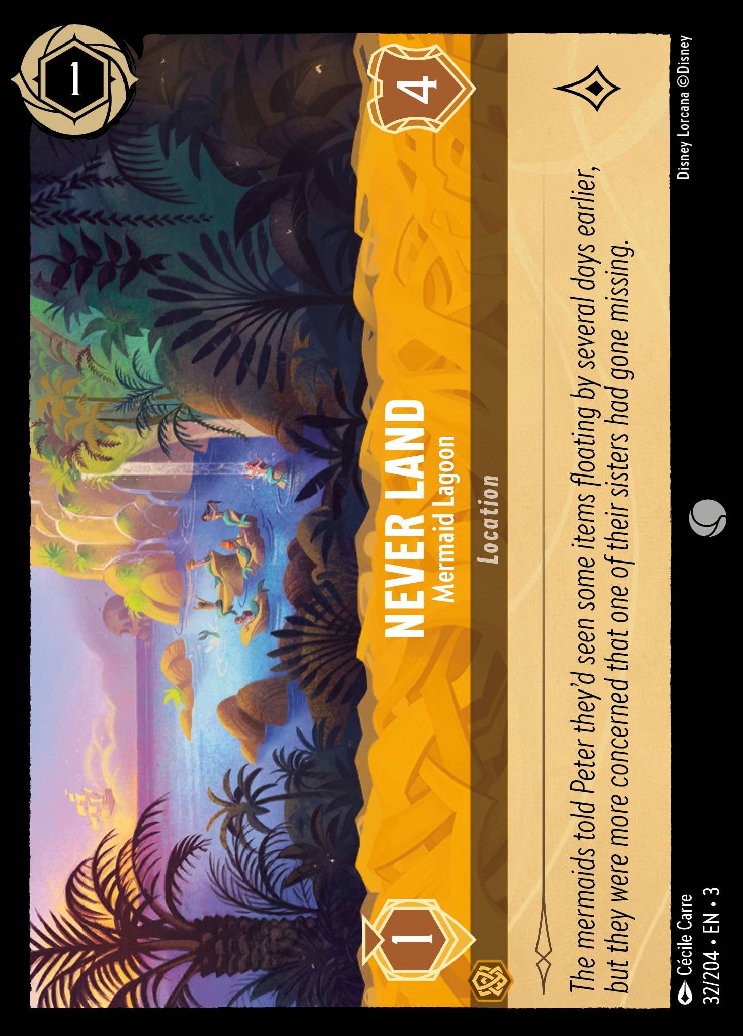 Disney Lorcana Into the Inklands card #32 - Never Land - Mermaid Lagoon (Cold Foil)