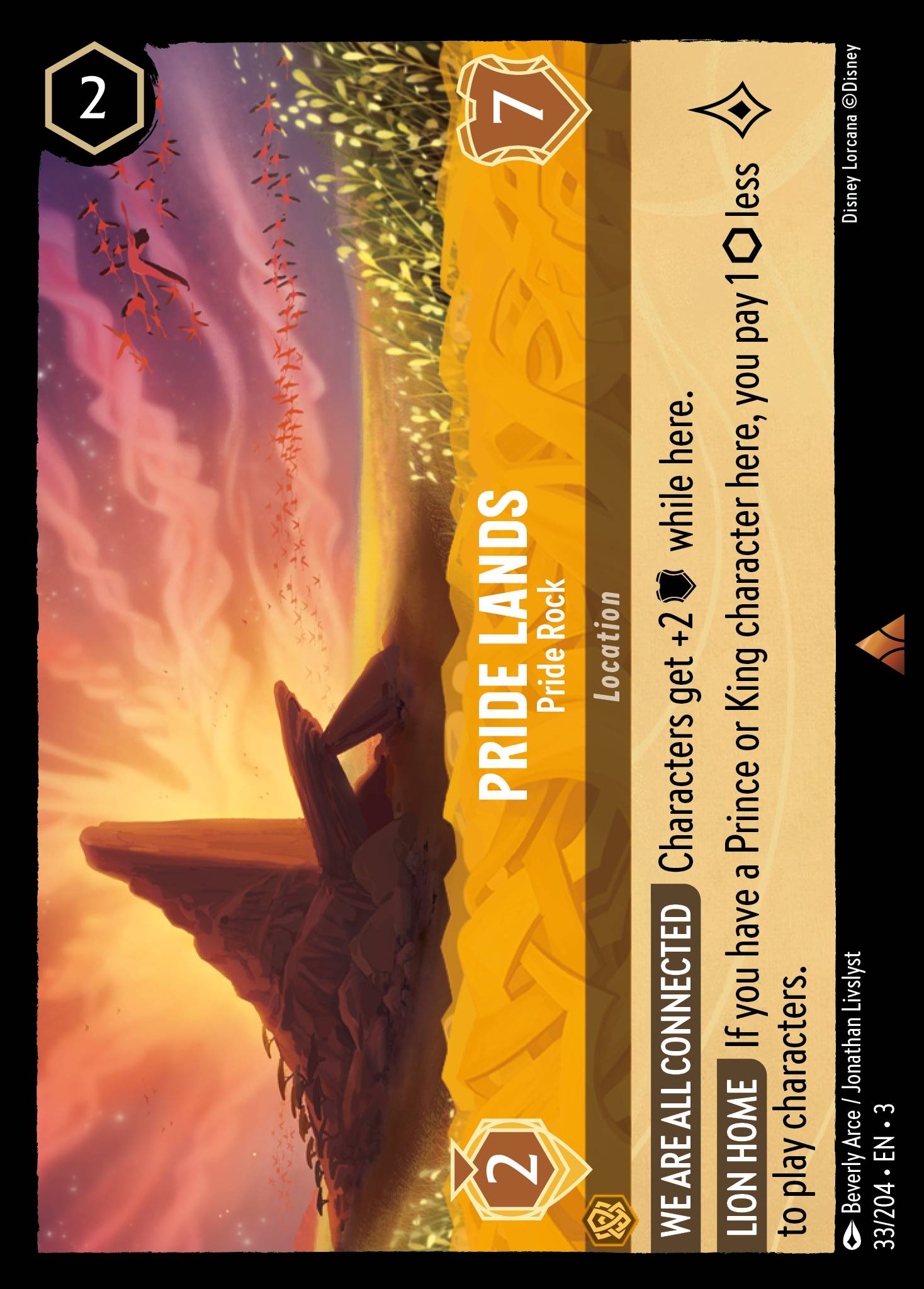 Disney Lorcana Into the Inklands card #33 - Pride Lands - Pride Rock (Cold Foil)