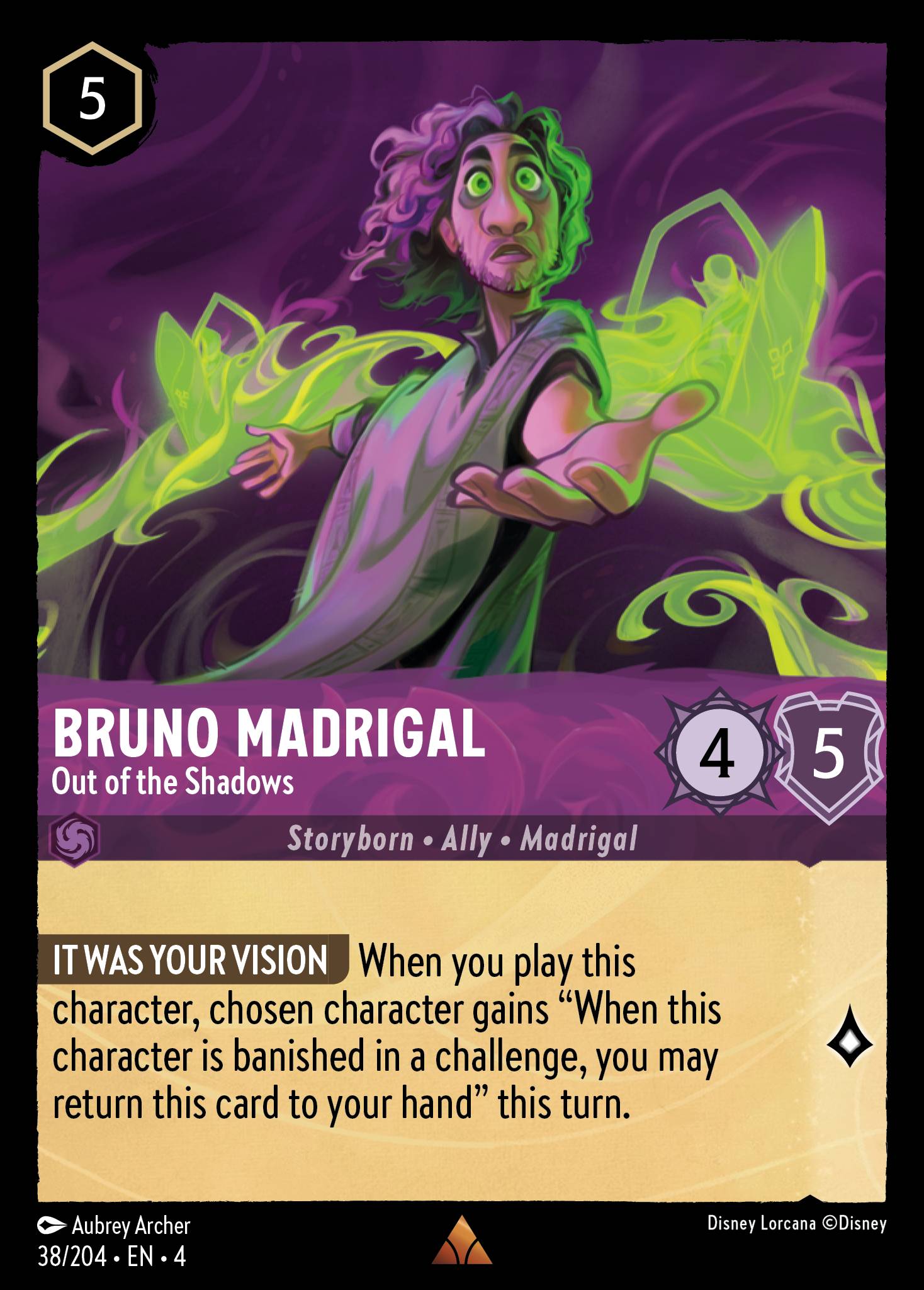 Disney Lorcana Ursula's Return card #38 - Bruno Madrigal - Out of the Shadows (Cold Foil)
