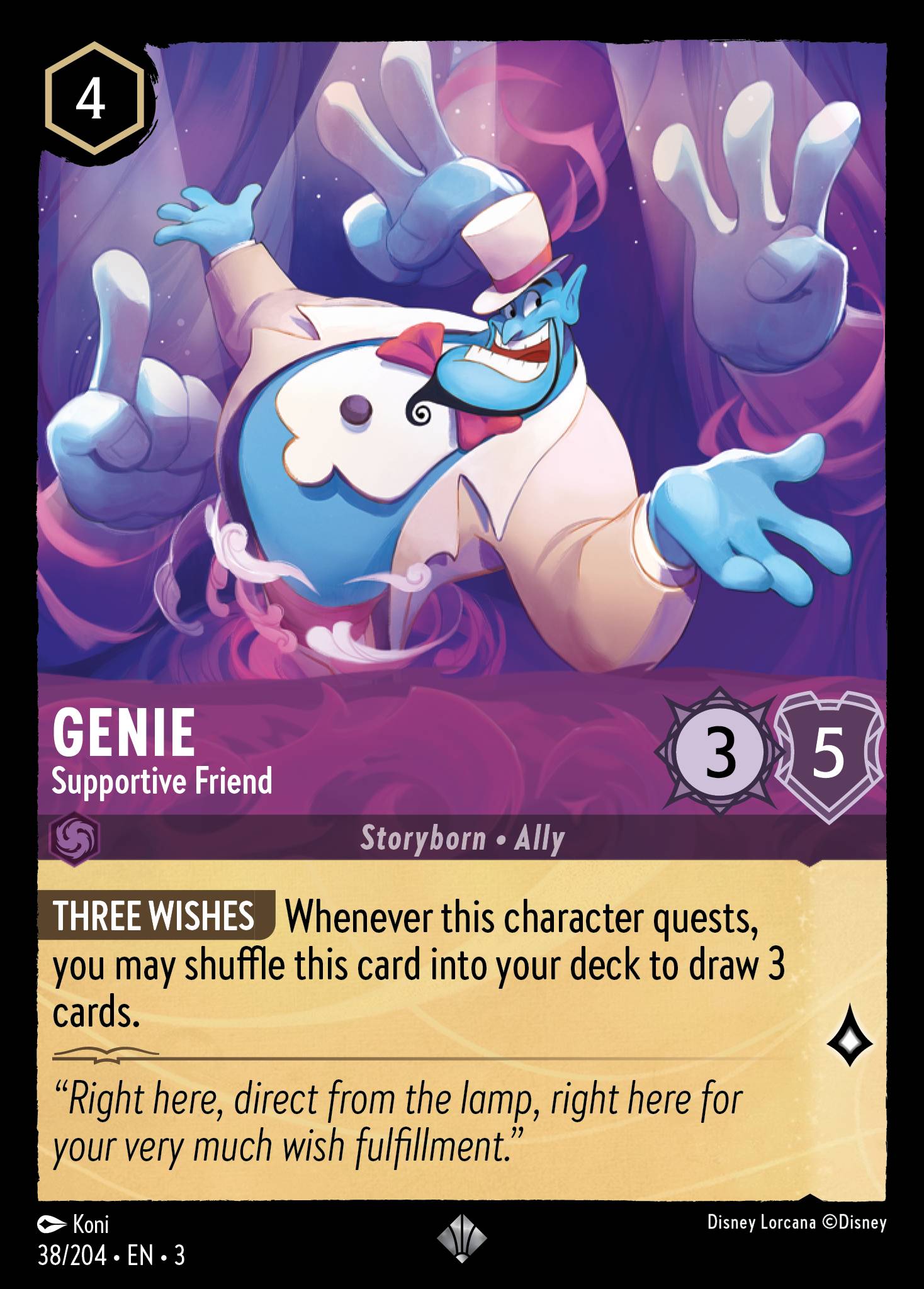 Disney Lorcana Into the Inklands card #38 - Genie - Supportive Friend (Cold Foil)