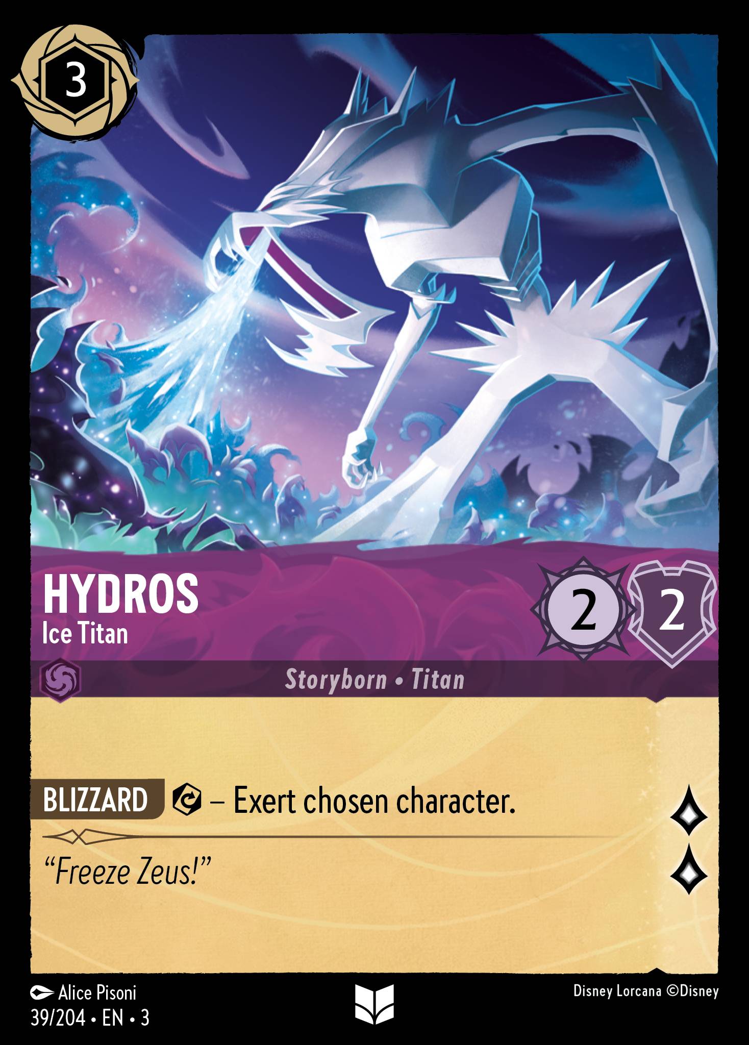Disney Lorcana Into the Inklands card #39 - Hydros - Ice Titan (Cold Foil)