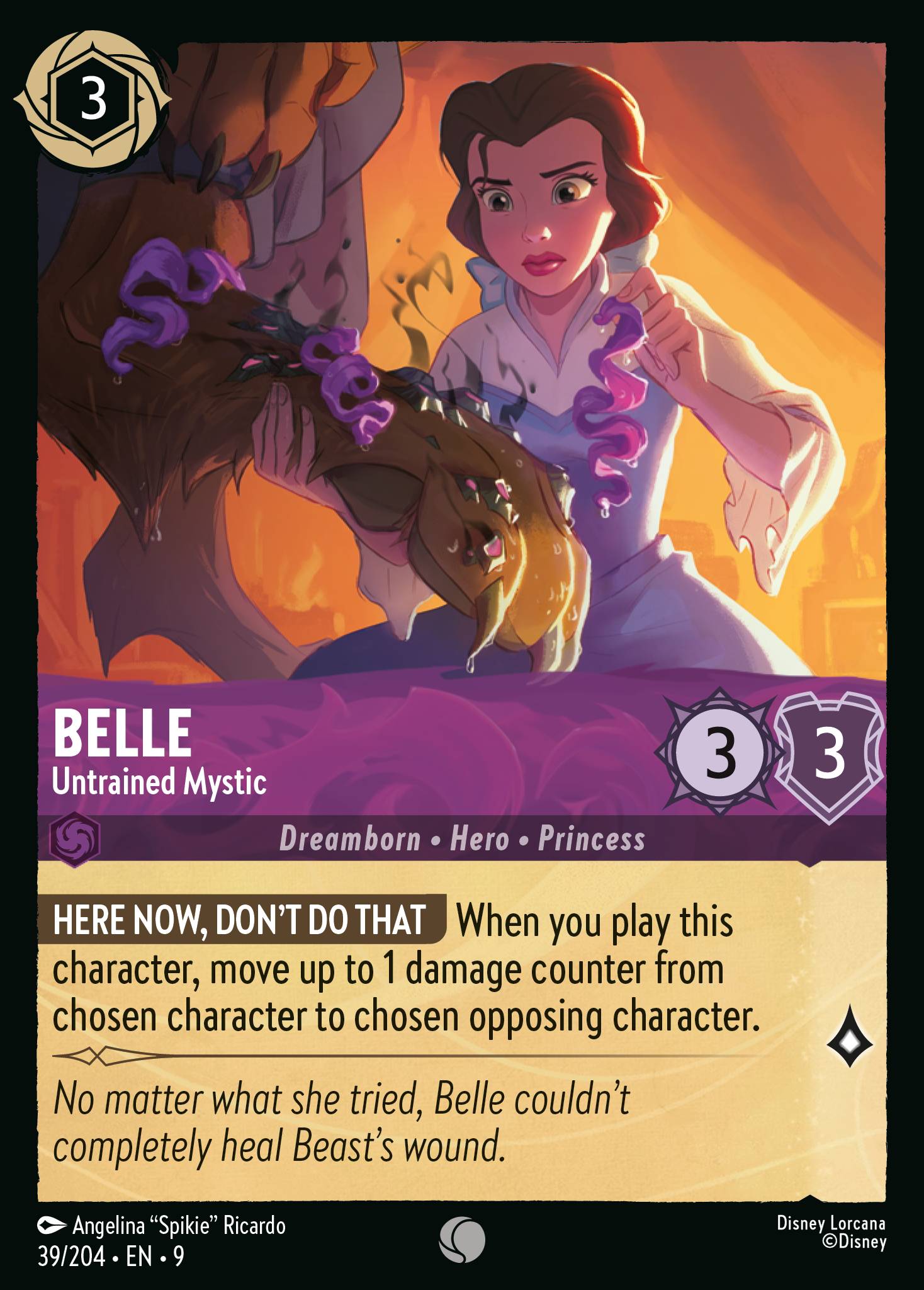 Disney Lorcana Fabled card #39 - Belle - Untrained Mystic (Non-Foil)
