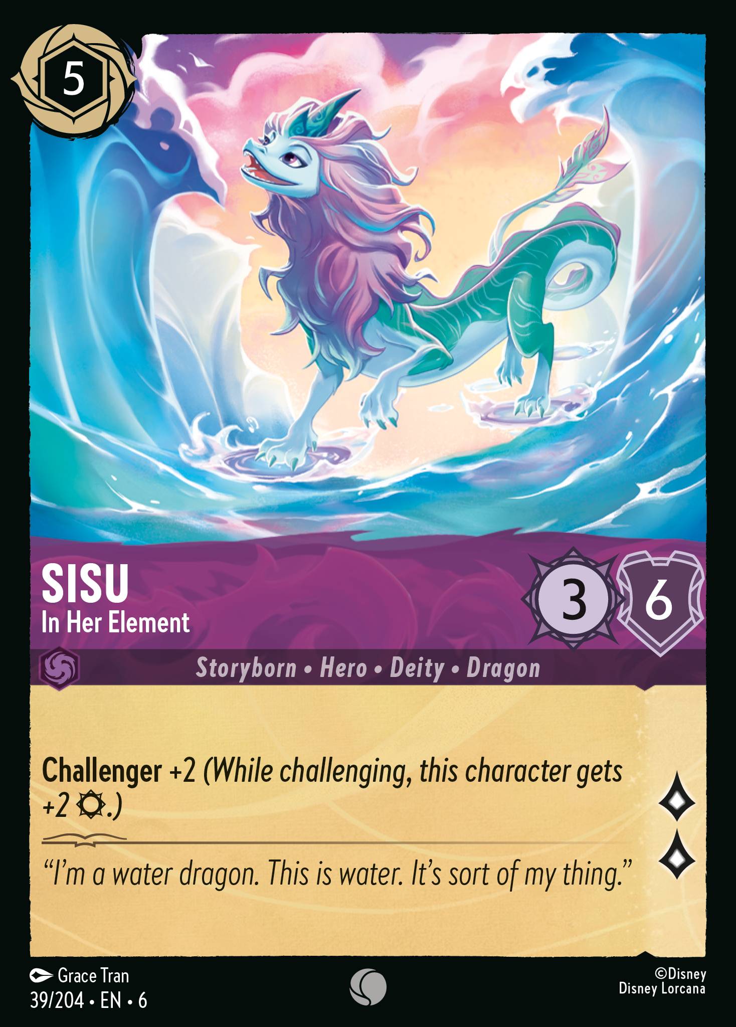 Disney Lorcana Azurite Sea card #39 - Sisu - In Her Element (Cold Foil)