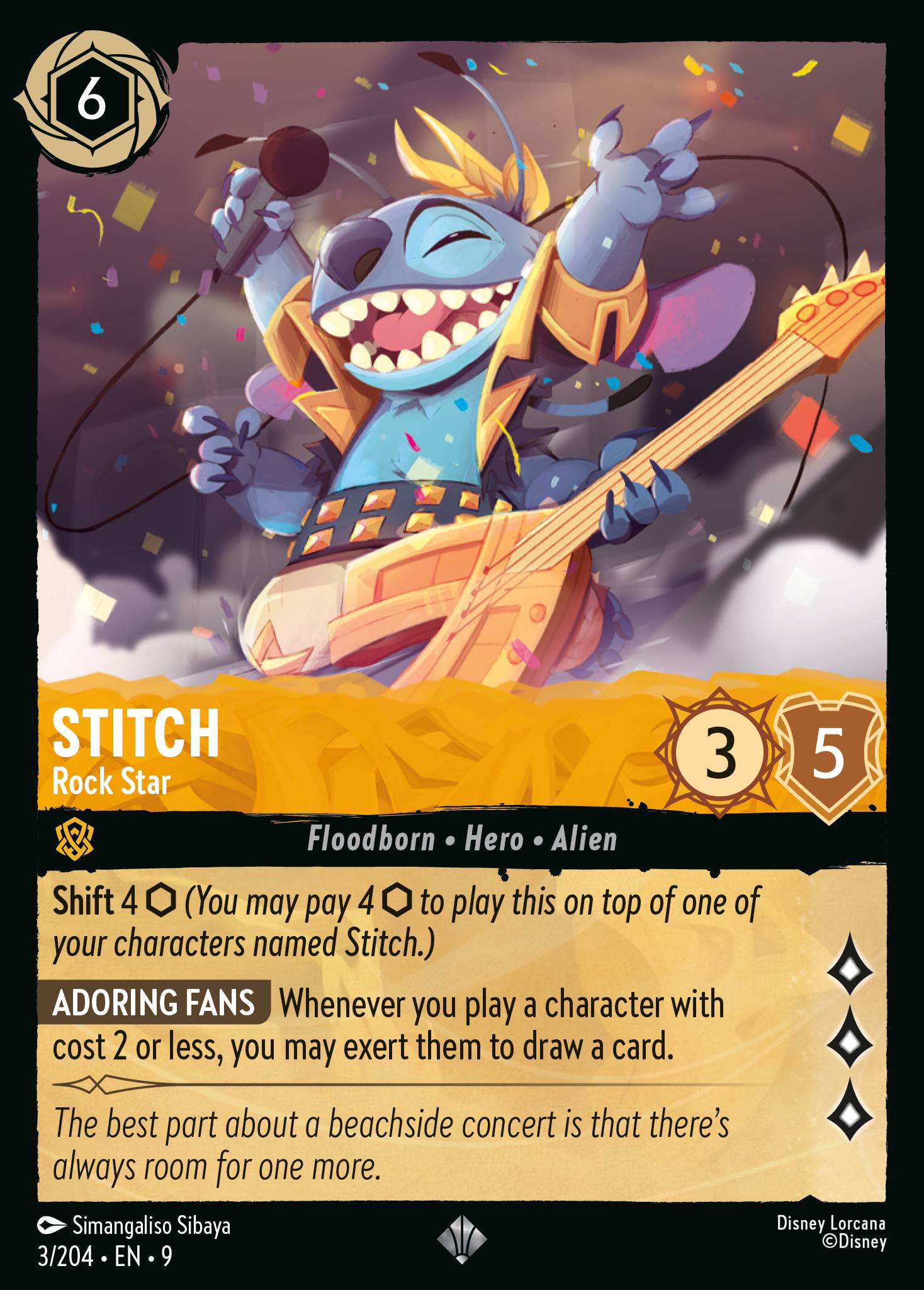 Disney Lorcana Fabled card #3 - Stitch - Rock Star (Non-Foil)