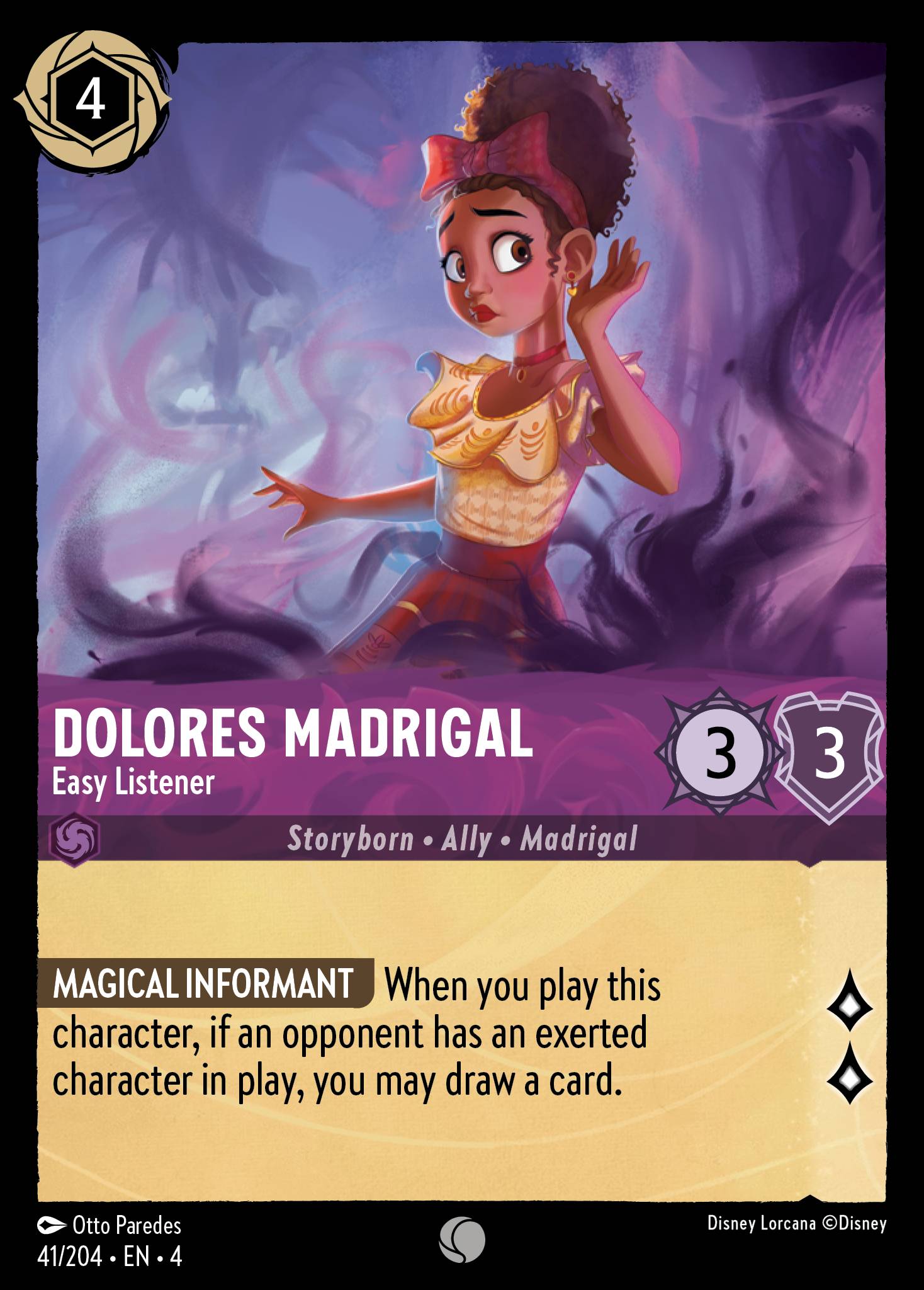 Disney Lorcana Ursula's Return card #41 - Dolores Madrigal - Easy Listener (Cold Foil)