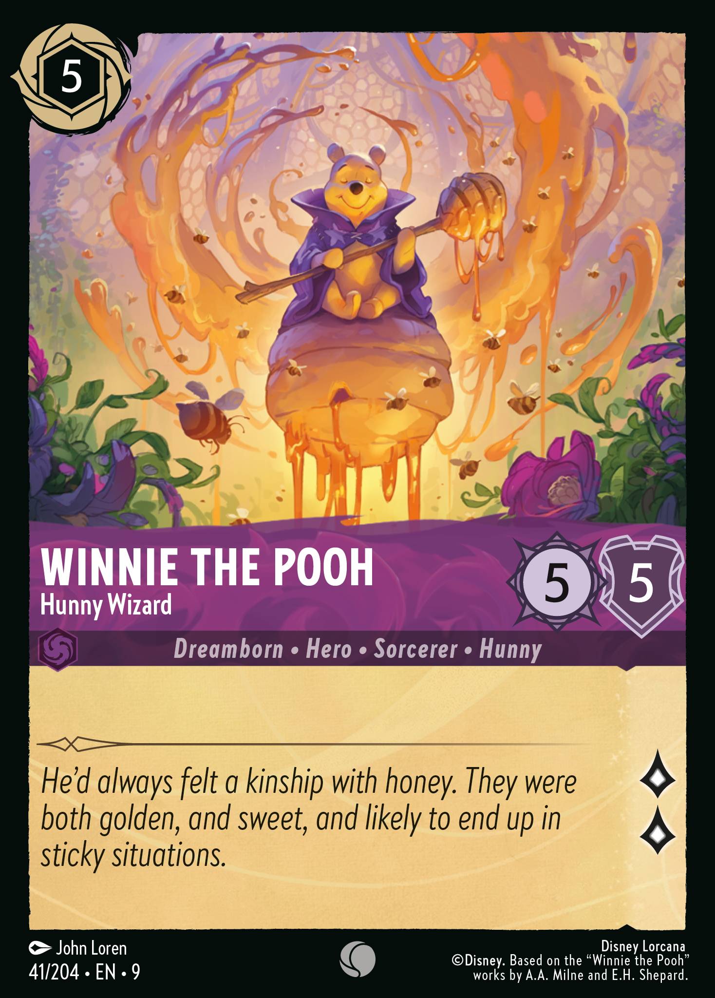 Disney Lorcana Fabled card #41 - Winnie the Pooh - Hunny Wizard (Non-Foil)