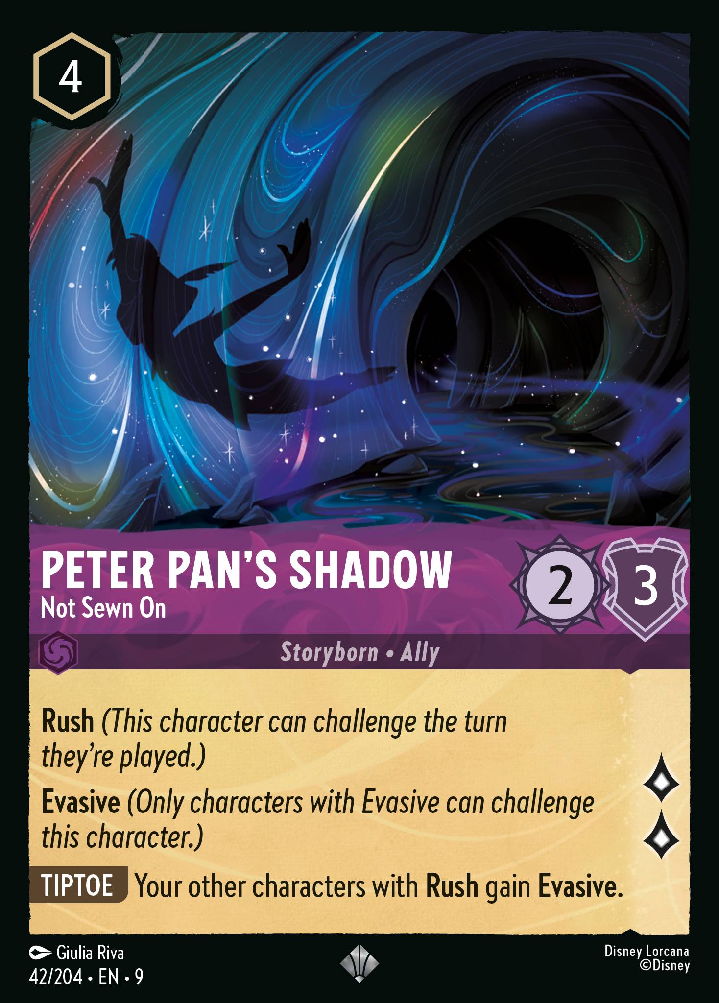 Disney Lorcana Fabled card #42 - Peter Pan's Shadow - Not Sewn On (Non-Foil)