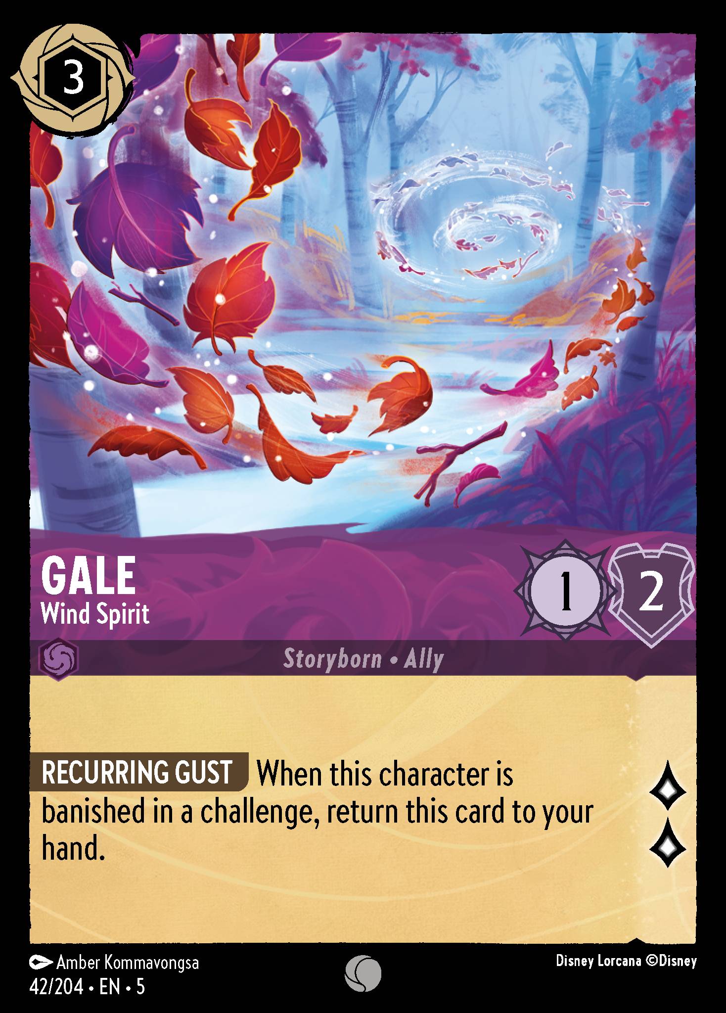 Disney Lorcana Shimmering Skies card #42 - Gale - Wind Spirit (Cold Foil)