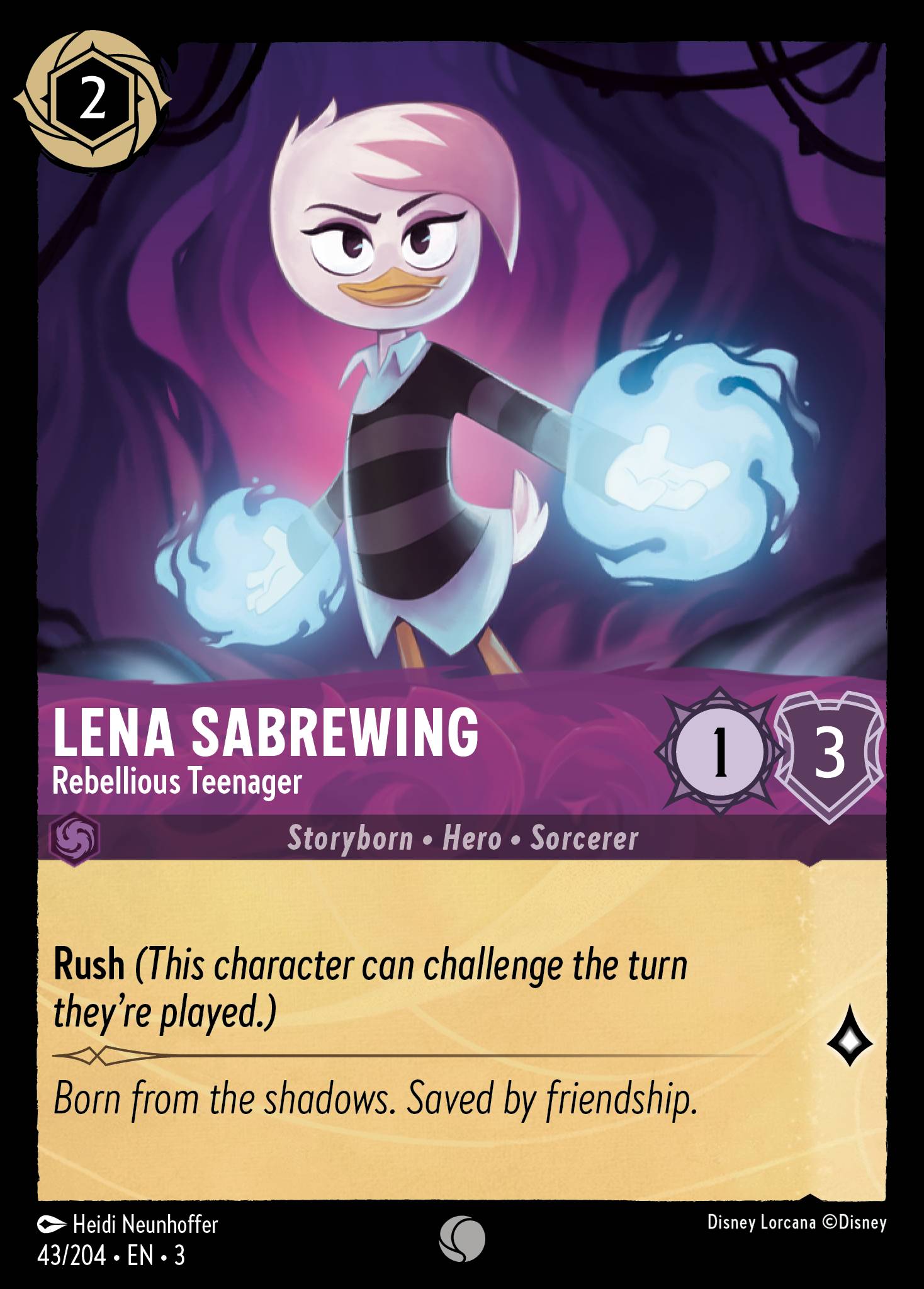 Disney Lorcana Into the Inklands card #43 - Lena Sabrewing - Rebellious Teenager (Cold Foil)