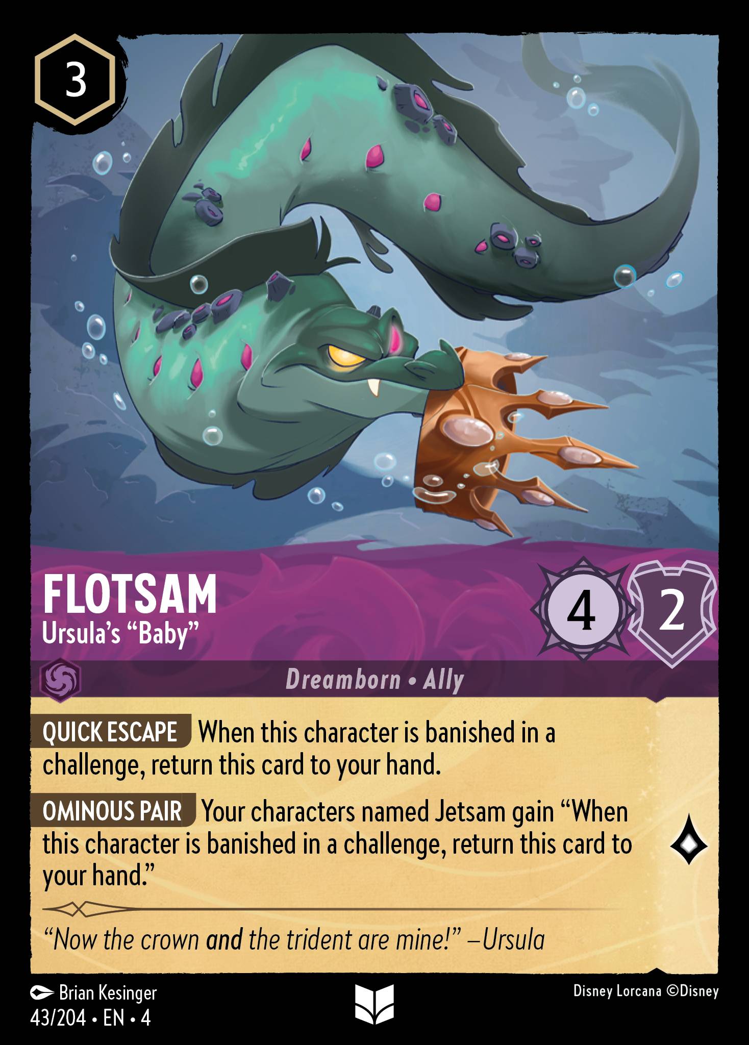 Disney Lorcana Ursula's Return card #43 - Flotsam - Ursula's "Baby" (Cold Foil)