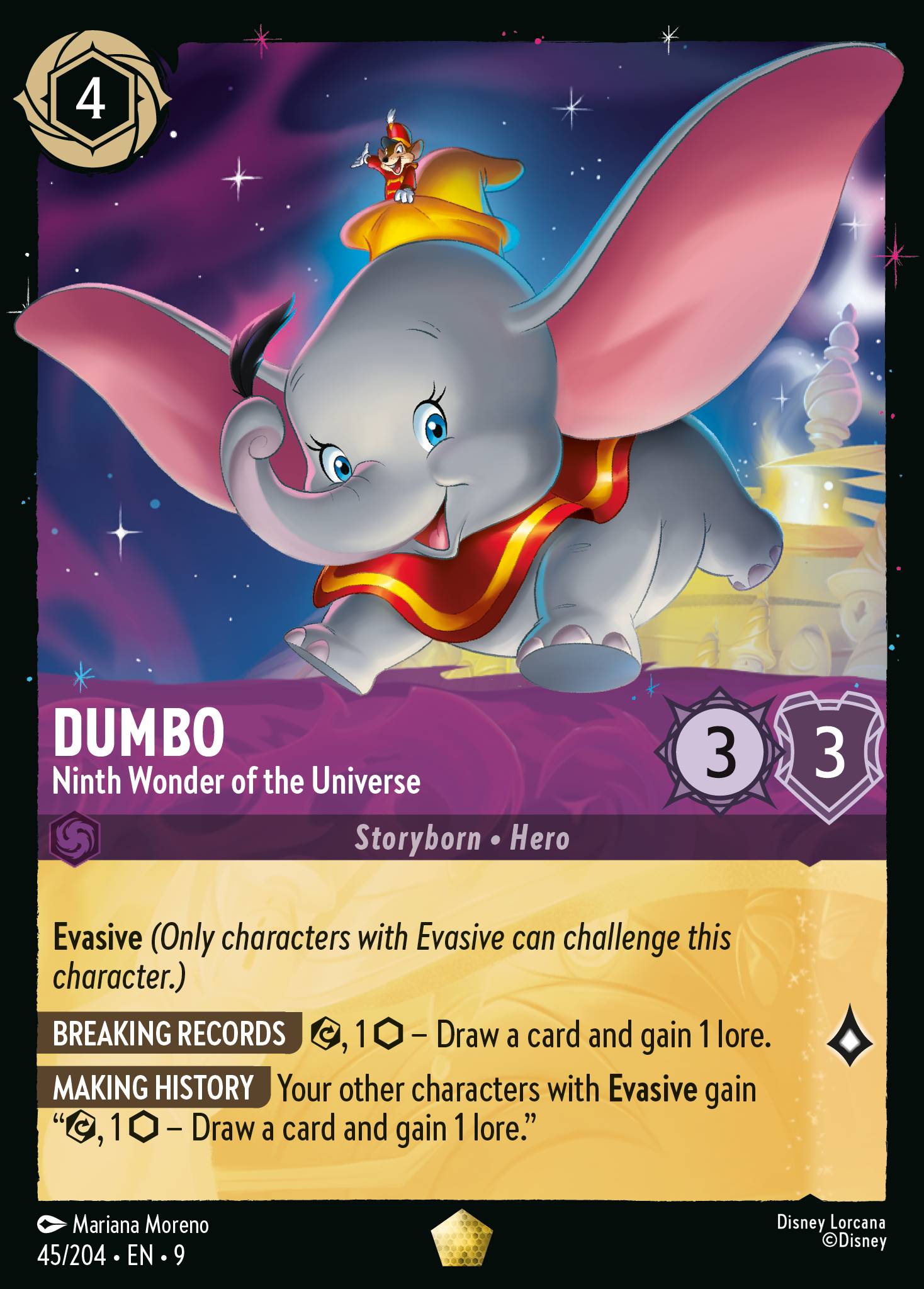 Disney Lorcana Fabled card #45 - Dumbo - Ninth Wonder of the Universe (Non-Foil)