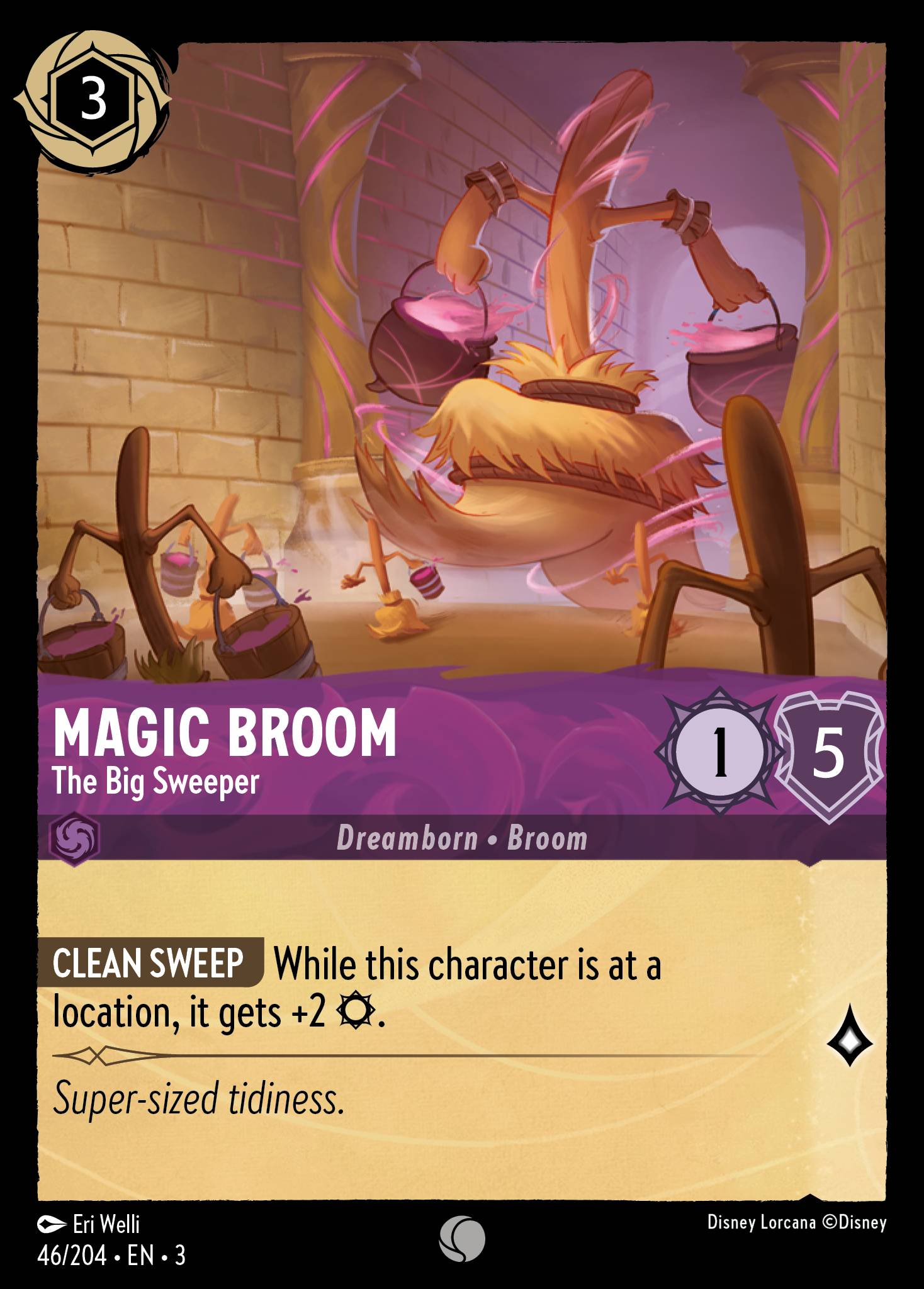 Disney Lorcana Into the Inklands card #46 - Magic Broom - The Big Sweeper (Cold Foil)