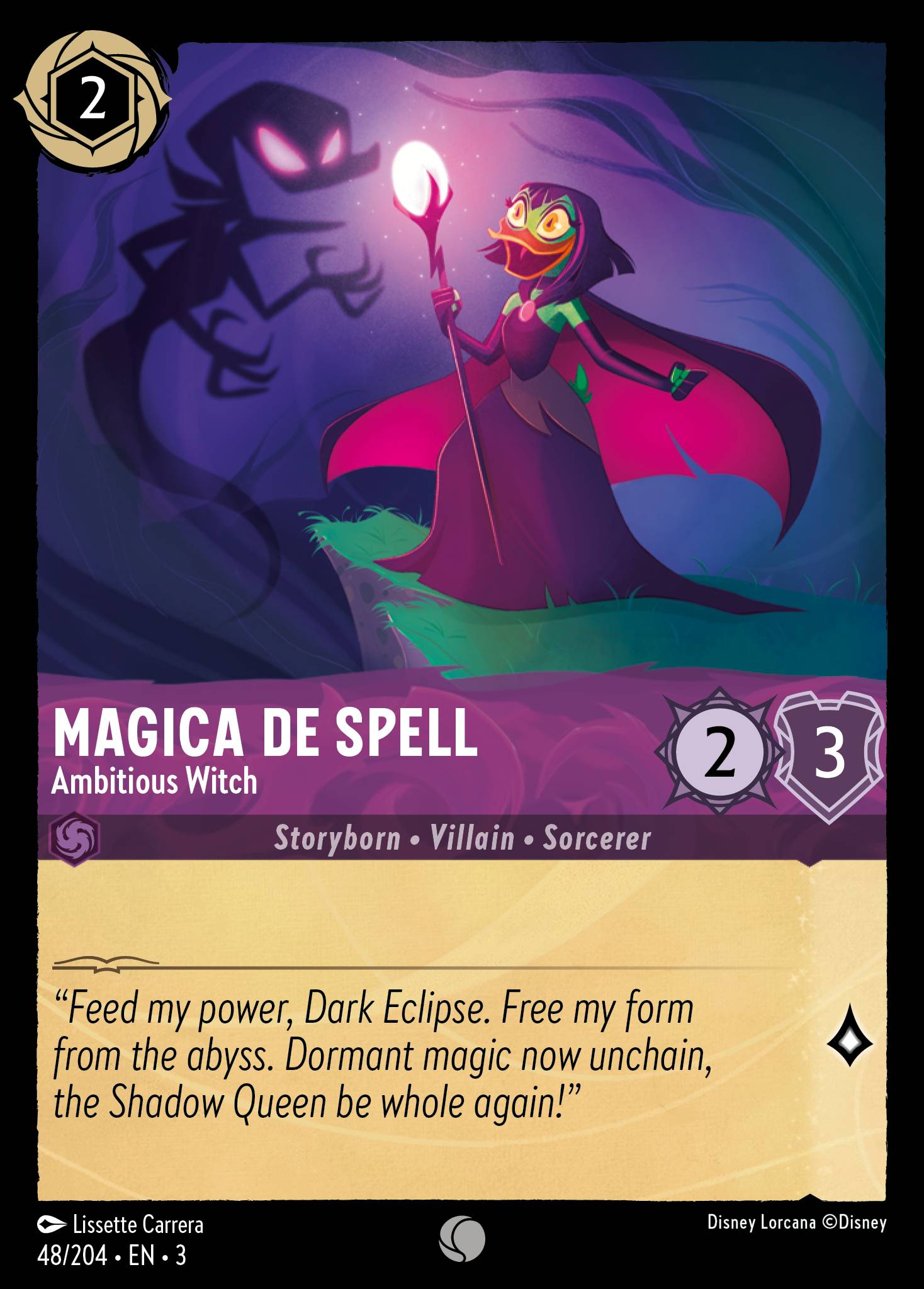Disney Lorcana Into the Inklands card #48 - Magica De Spell - Ambitious Witch (Cold Foil)