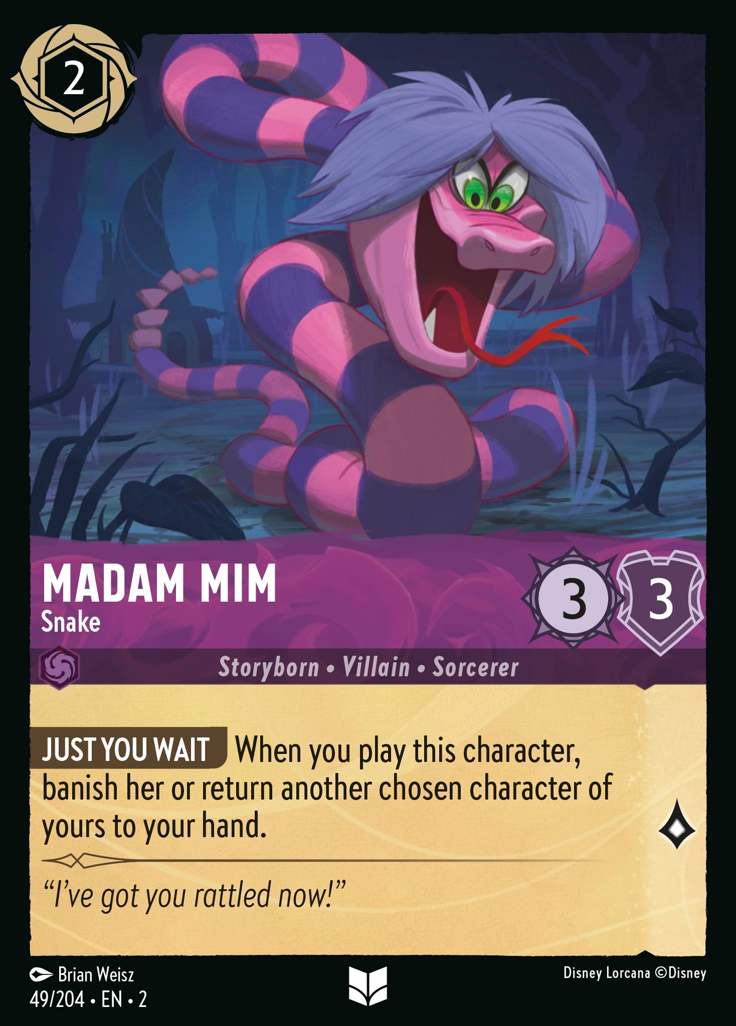 Disney Lorcana Rise of the Floodborn card #49 - Madam Mim - Snake (Cold Foil)