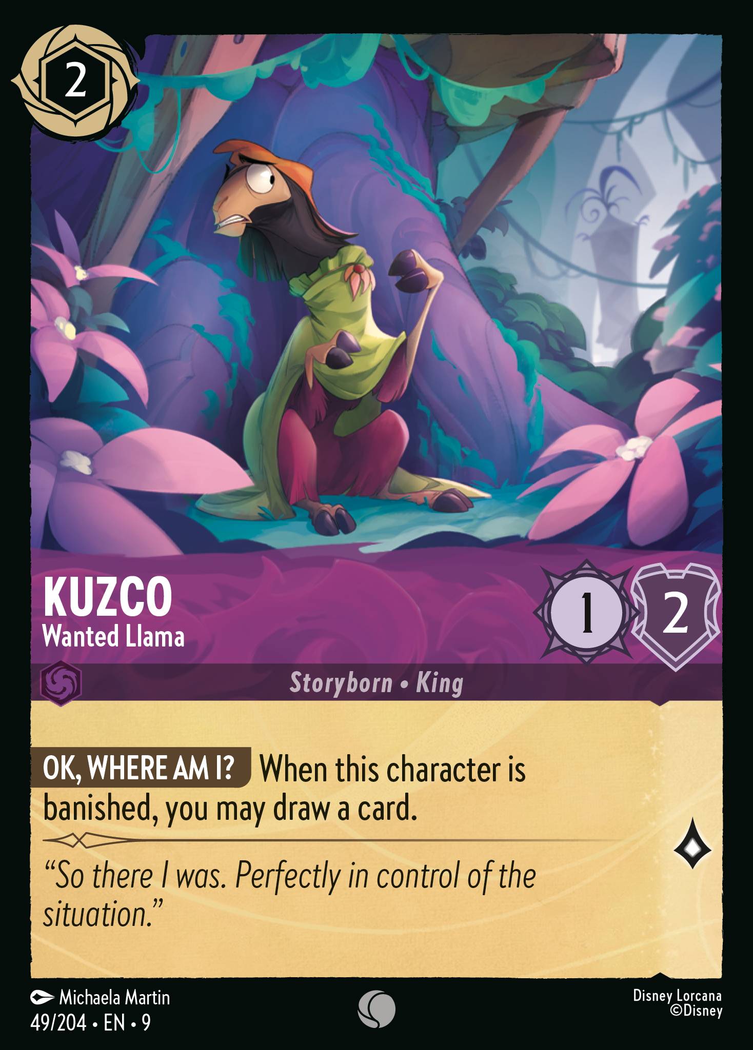 Disney Lorcana Fabled card #49 - Kuzco - Wanted Llama (Non-Foil)