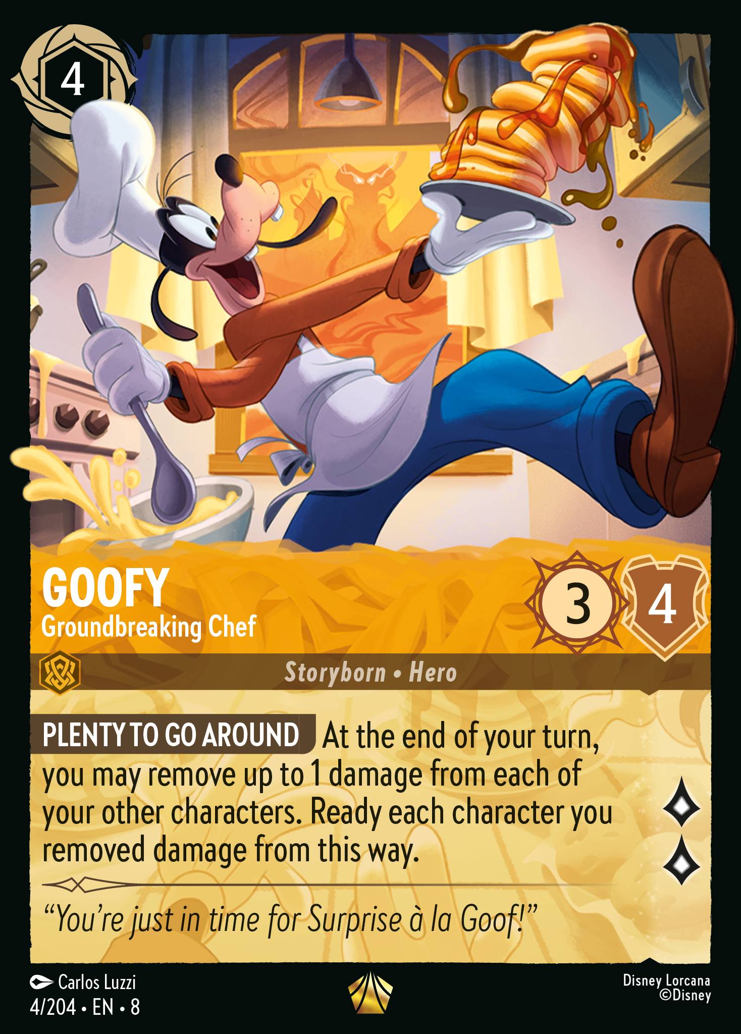 Disney Lorcana The Reign of Jafar card #4 - Goofy - Groundbreaking Chef (Cold Foil)