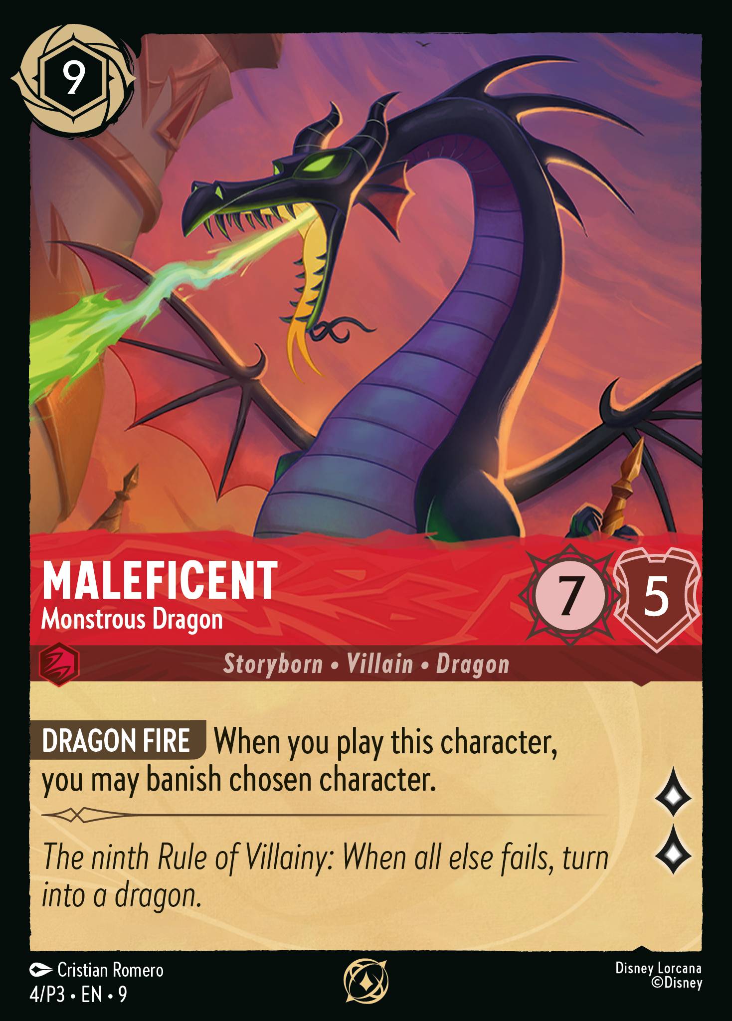 Disney Lorcana Fabled card #4 - Maleficent - Monstrous Dragon (Non-Foil)
