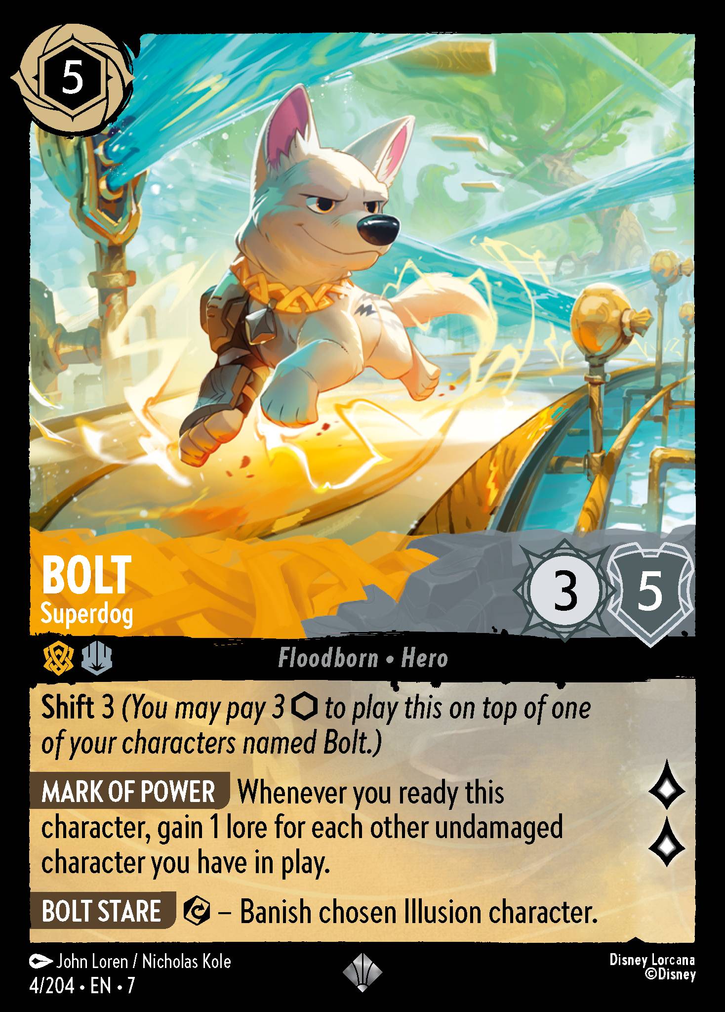 Disney Lorcana Archazia's Island card #4 - Bolt - Superdog (Cold Foil)