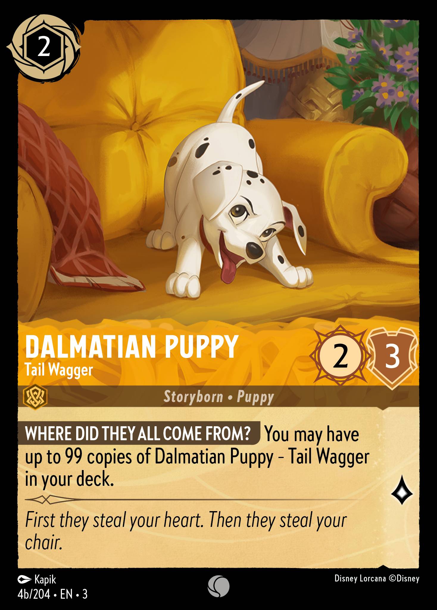 Disney Lorcana Into the Inklands card #4b - Dalmatian Puppy - Tail Wagger (Cold Foil)