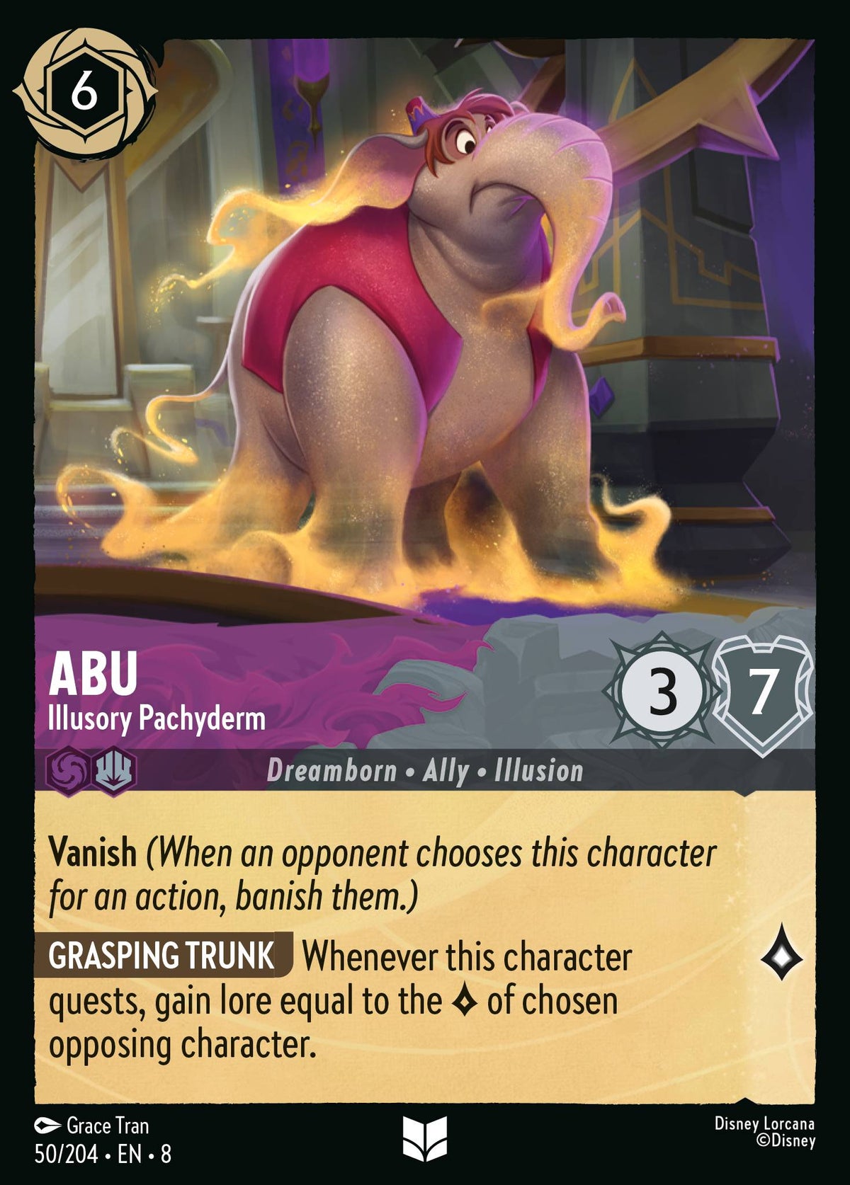 Disney Lorcana The Reign of Jafar card #50 - Abu - Illusory Pachyderm (Cold Foil)