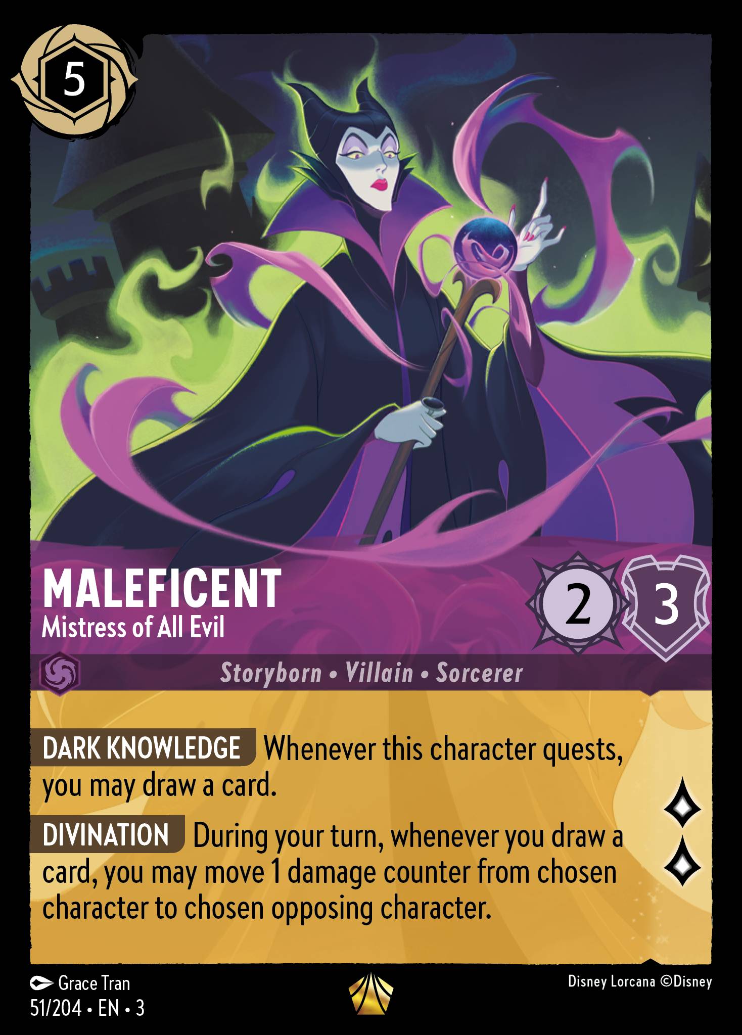 Disney Lorcana Into the Inklands card #51 - Maleficent - Mistress of All Evil (Cold Foil)