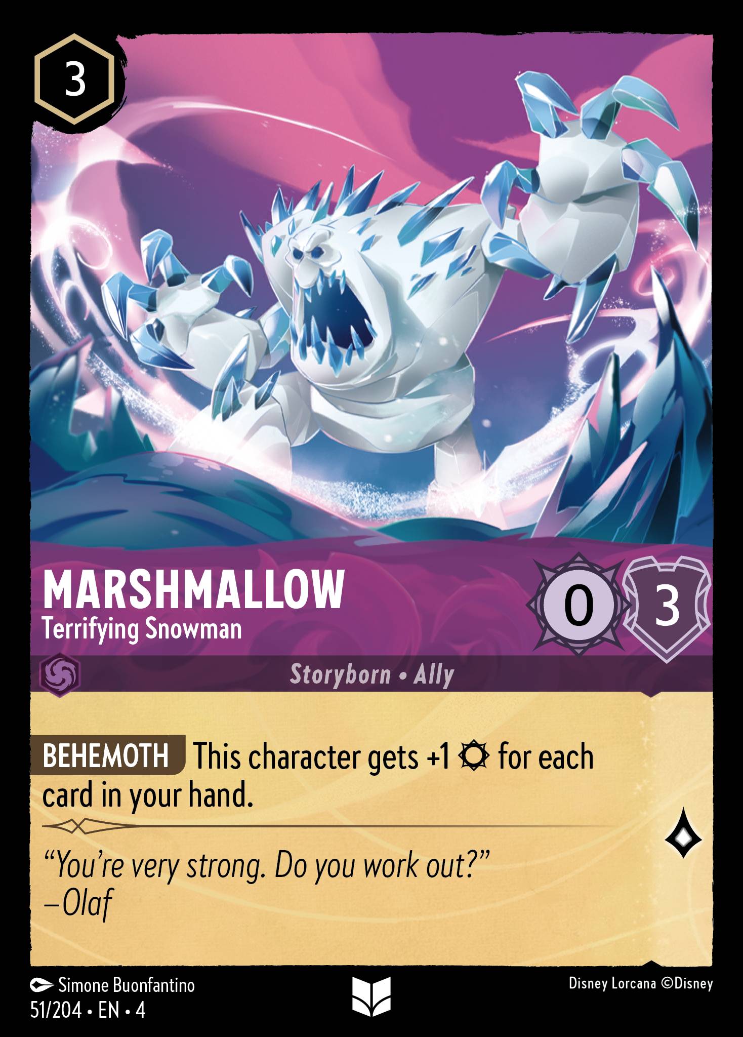 Disney Lorcana Ursula's Return card #51 - Marshmallow - Terrifying Snowman (Cold Foil)