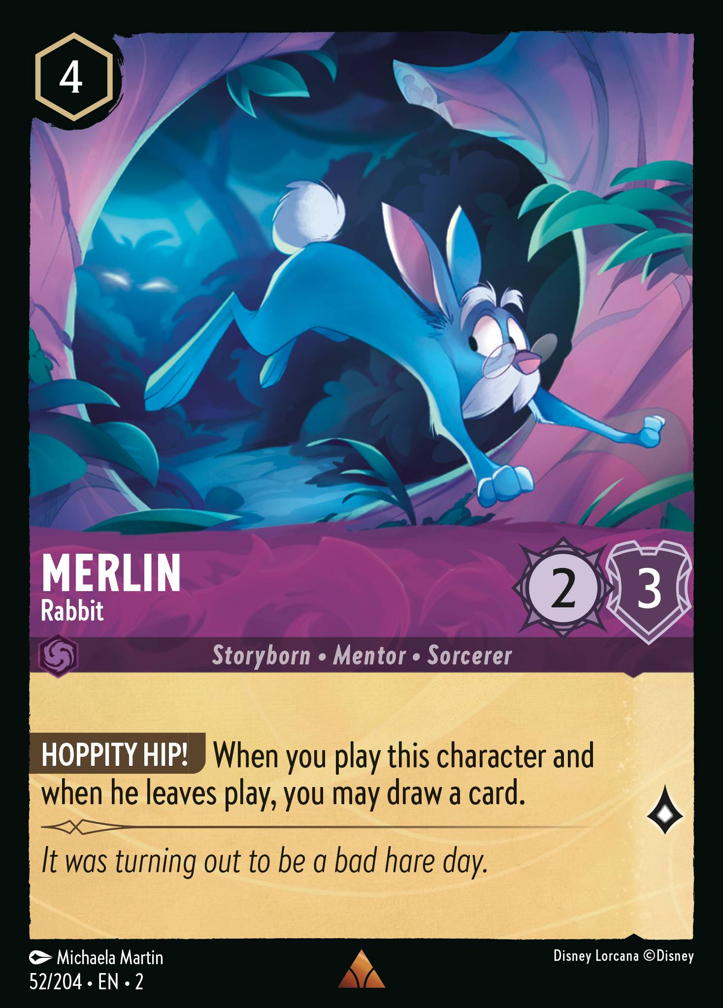 Disney Lorcana Rise of the Floodborn card #52 - Merlin - Rabbit (Cold Foil)
