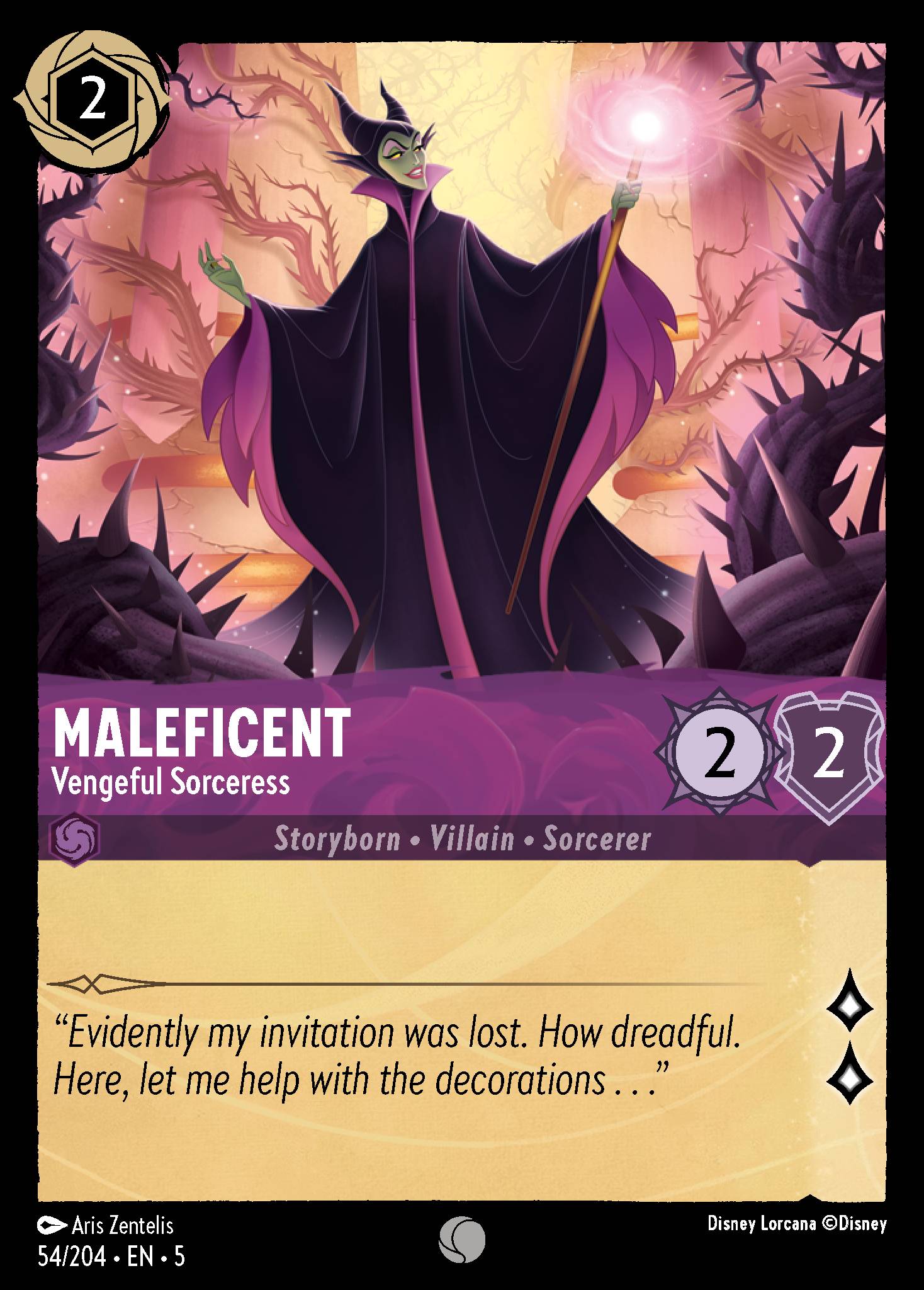 Disney Lorcana Shimmering Skies card #54 - Maleficent - Vengeful Sorceress (Cold Foil)