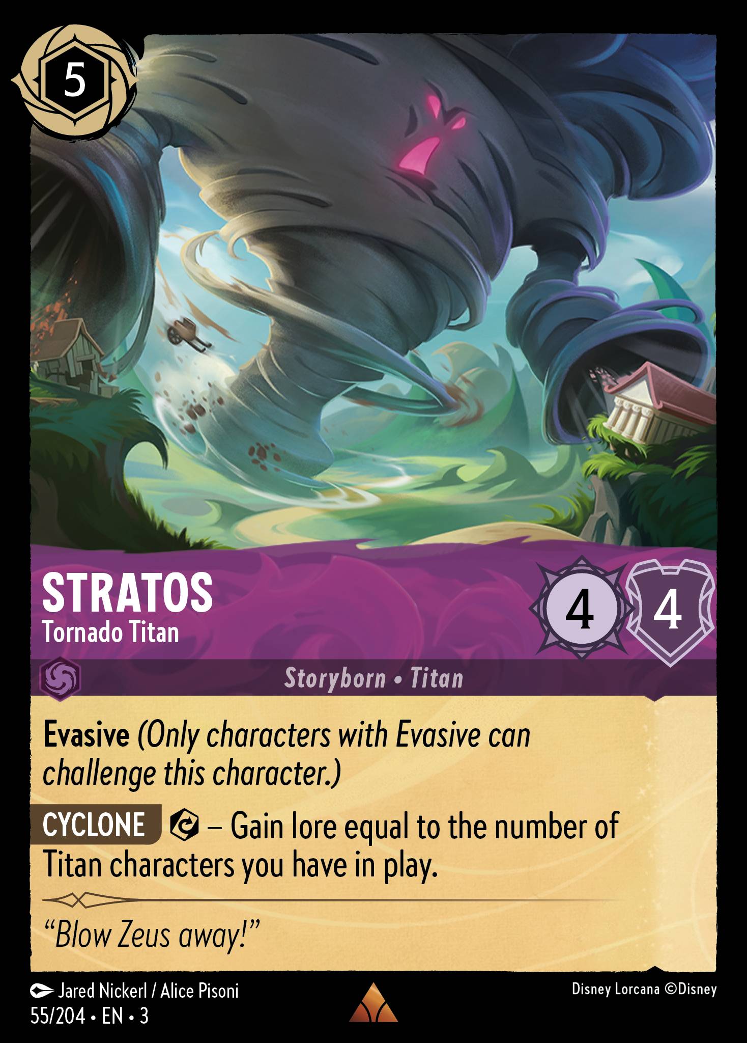 Disney Lorcana Into the Inklands card #55 - Stratos - Tornado Titan (Cold Foil)