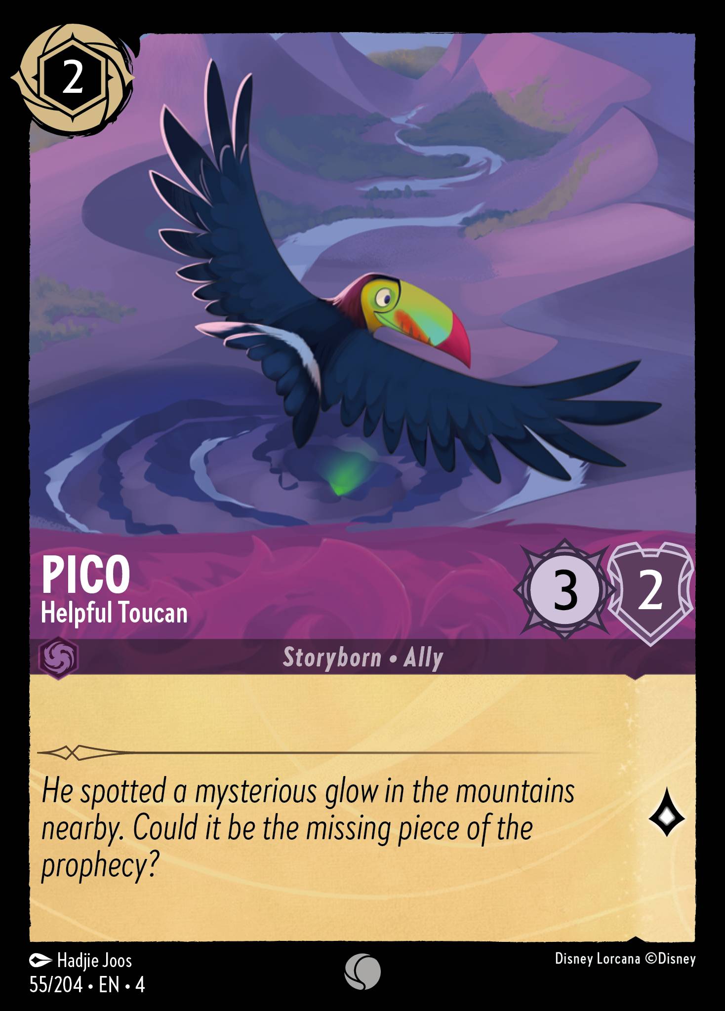 Disney Lorcana Ursula's Return card #55 - Pico - Helpful Toucan (Cold Foil)