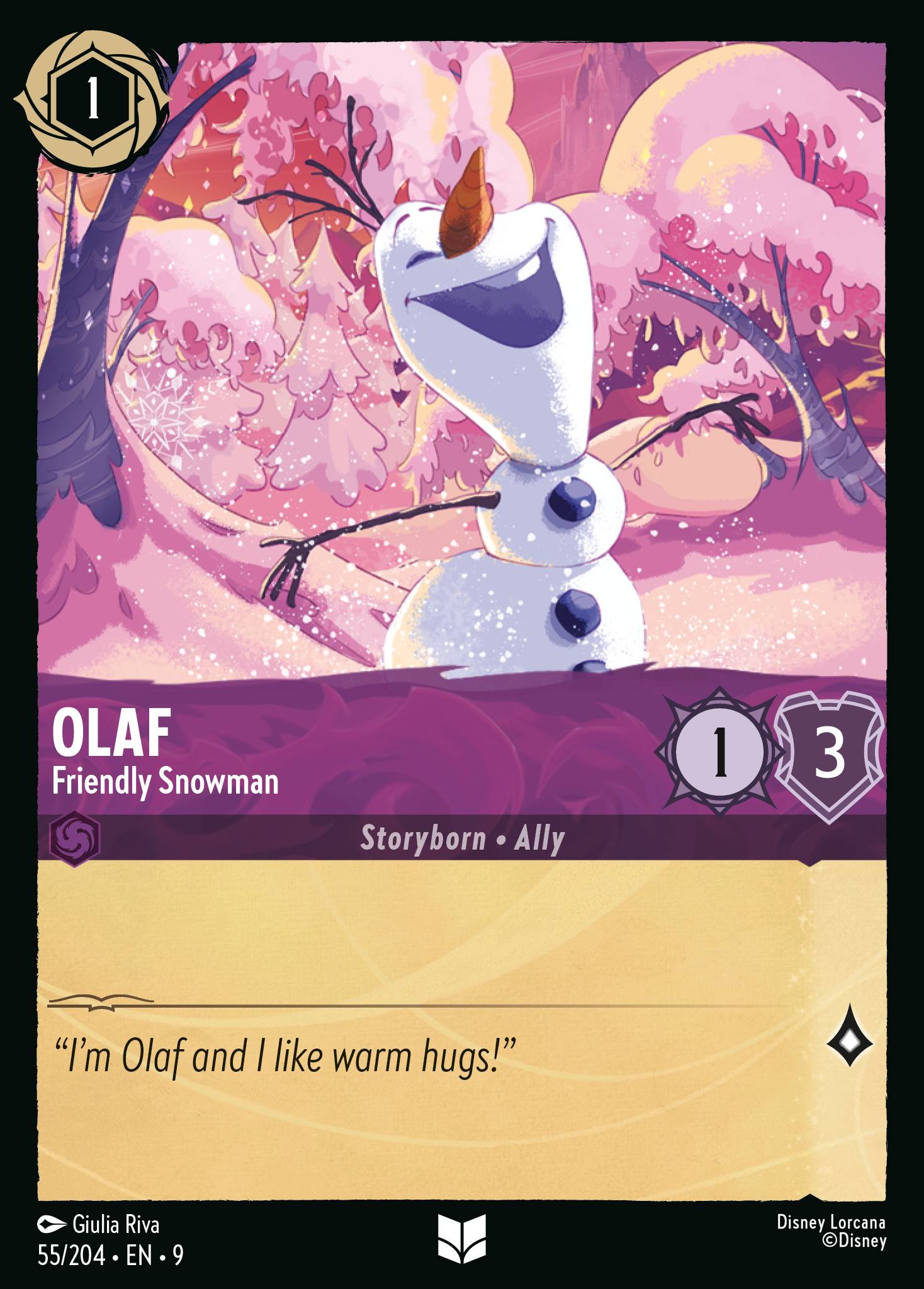 Disney Lorcana Fabled card #55 - Olaf - Friendly Snowman (Non-Foil)