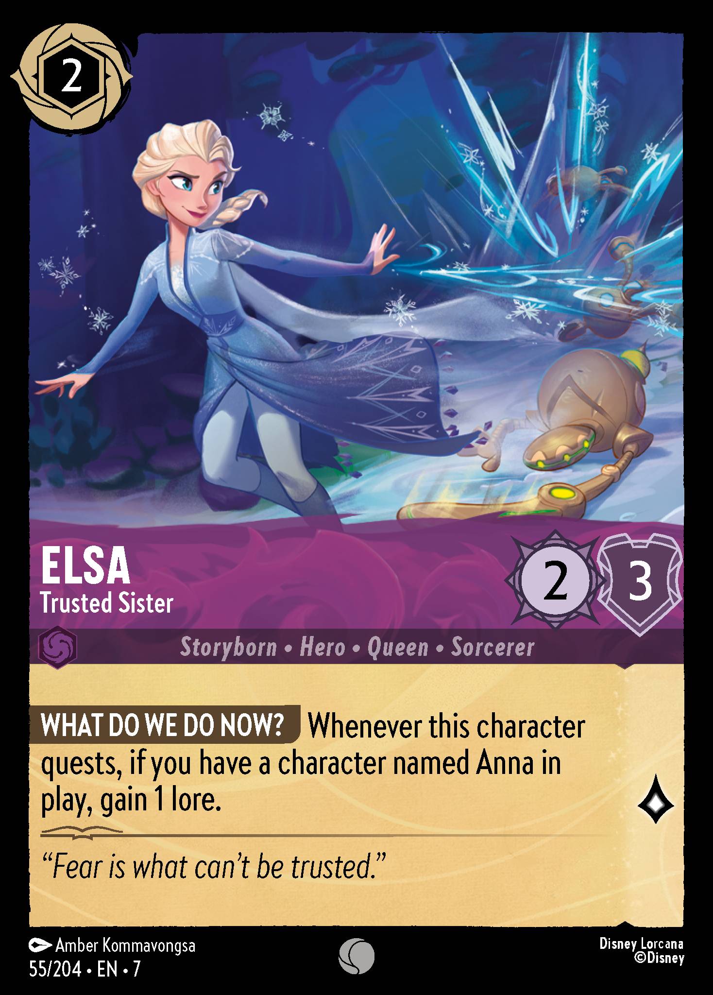 Disney Lorcana Archazia's Island card #55 - Elsa - Trusted Sister (Cold Foil)