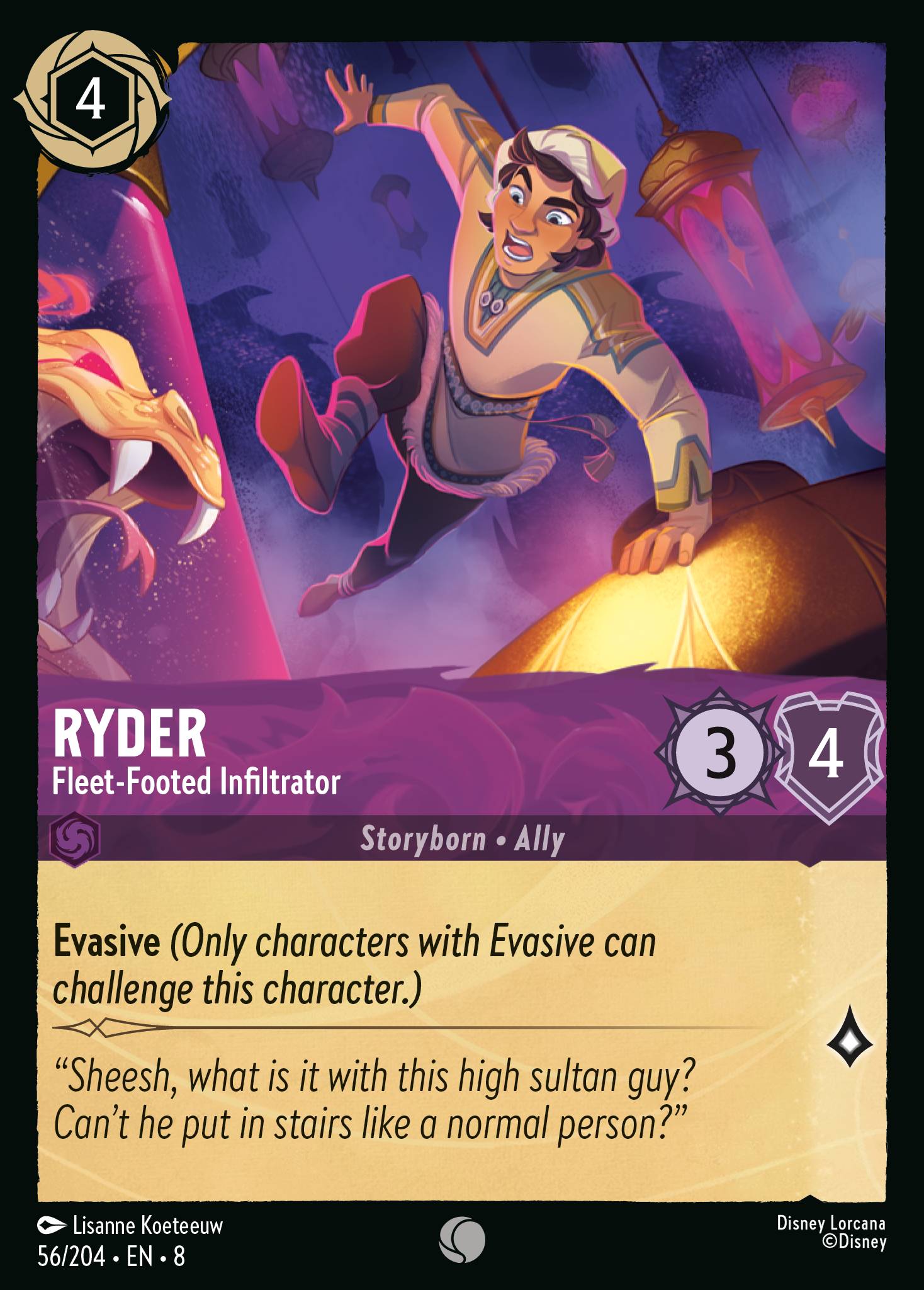 Disney Lorcana The Reign of Jafar card #56 - Ryder - Fleet-Footed Infiltrator (Cold Foil)