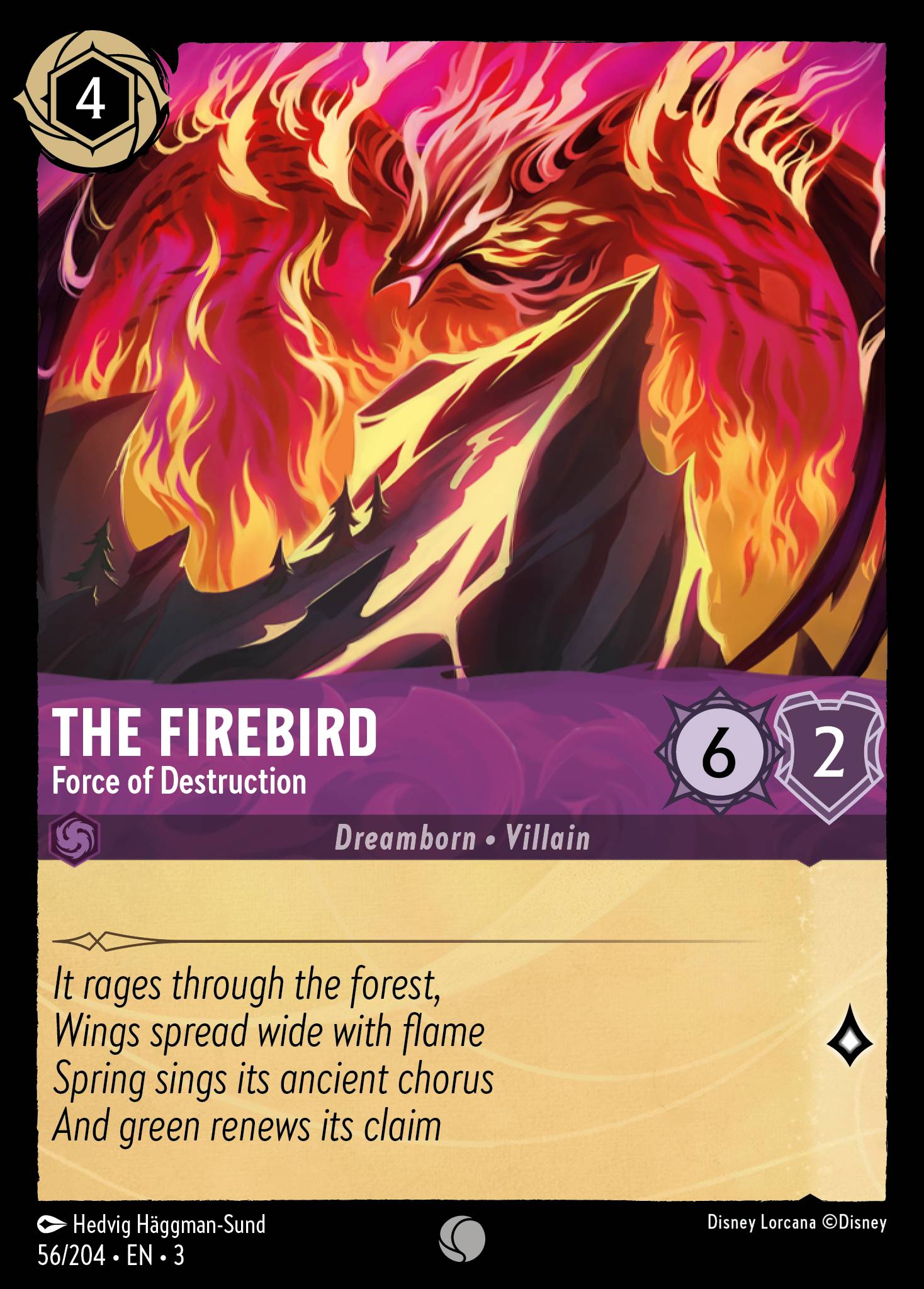 Disney Lorcana Into the Inklands card #56 - The Firebird - Force of Destruction (Cold Foil)