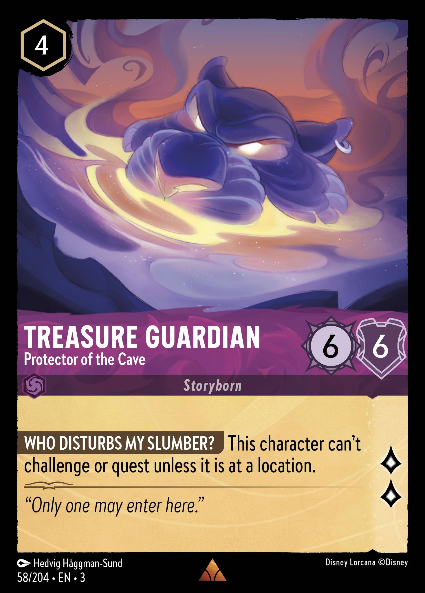 Disney Lorcana Into the Inklands card #58 - Treasure Guardian - Protector of the Cave (Cold Foil)