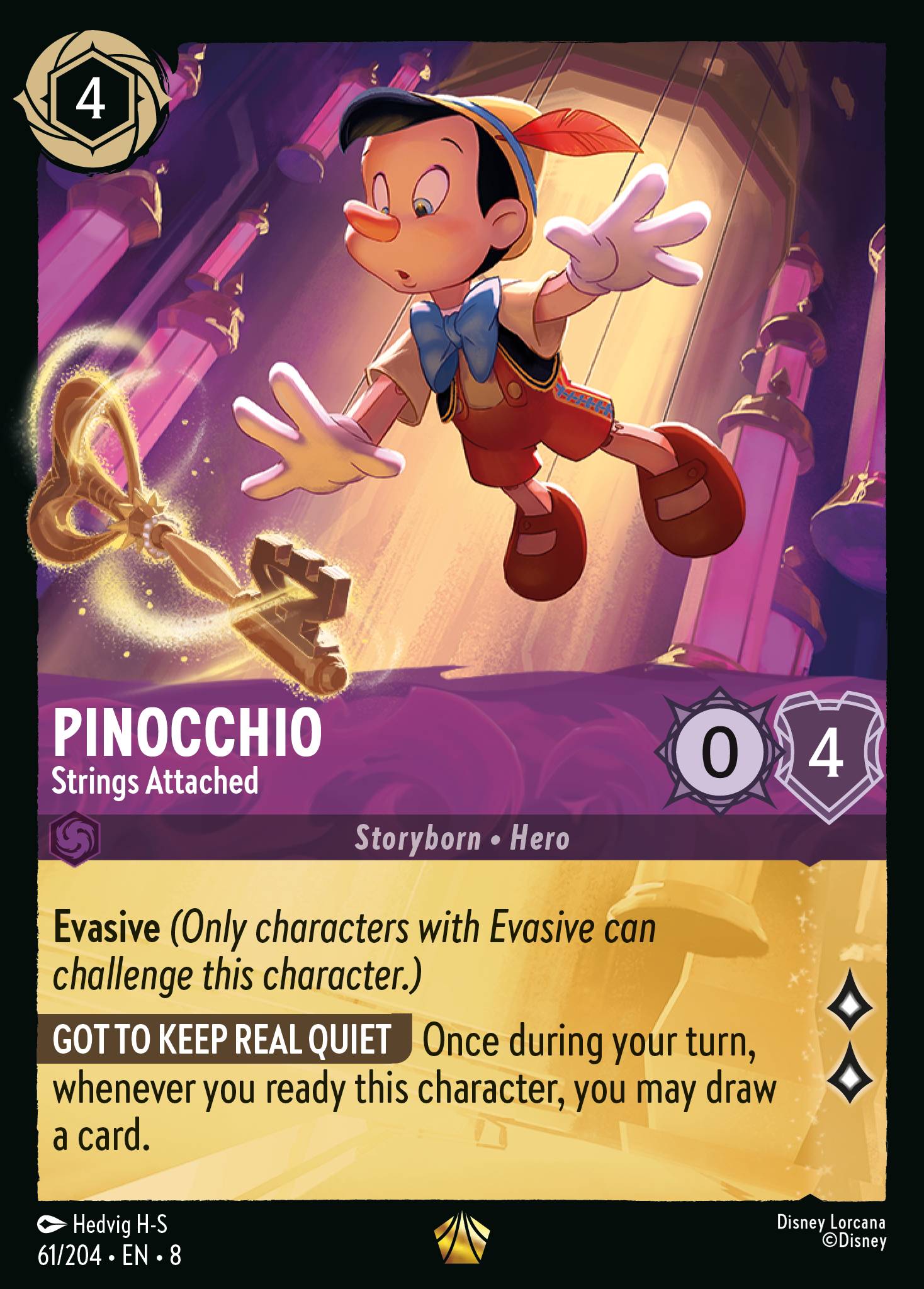 Disney Lorcana The Reign of Jafar card #61 - Pinocchio - Strings Attached (Cold Foil)