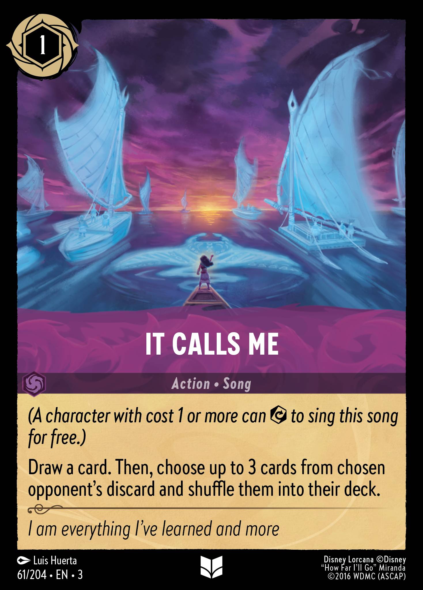 Disney Lorcana Into the Inklands card #61 - It Calls Me (Cold Foil)