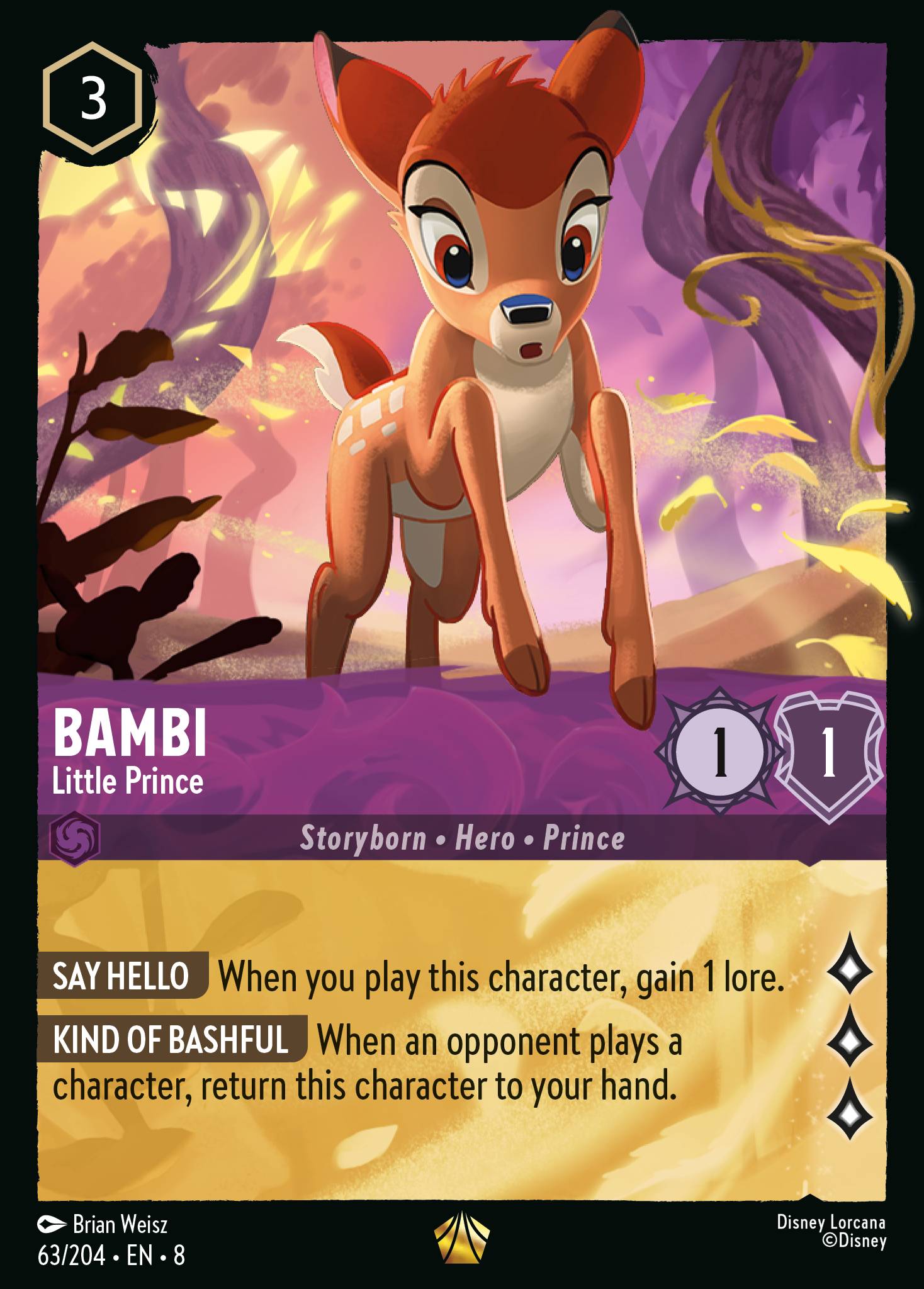 Disney Lorcana The Reign of Jafar card #63 - Bambi - Little Prince (Cold Foil)