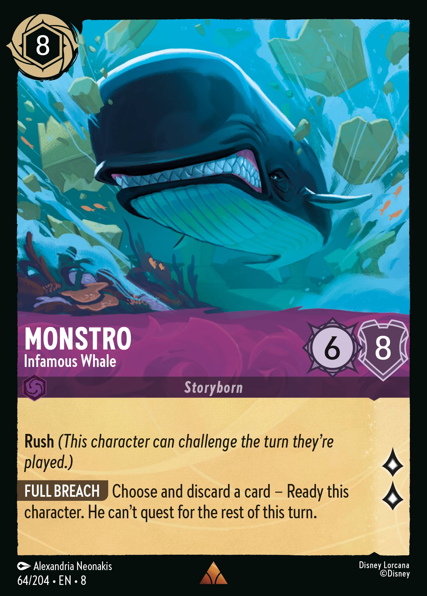 Disney Lorcana The Reign of Jafar card #64 - Monstro - Infamous Whale (Cold Foil)