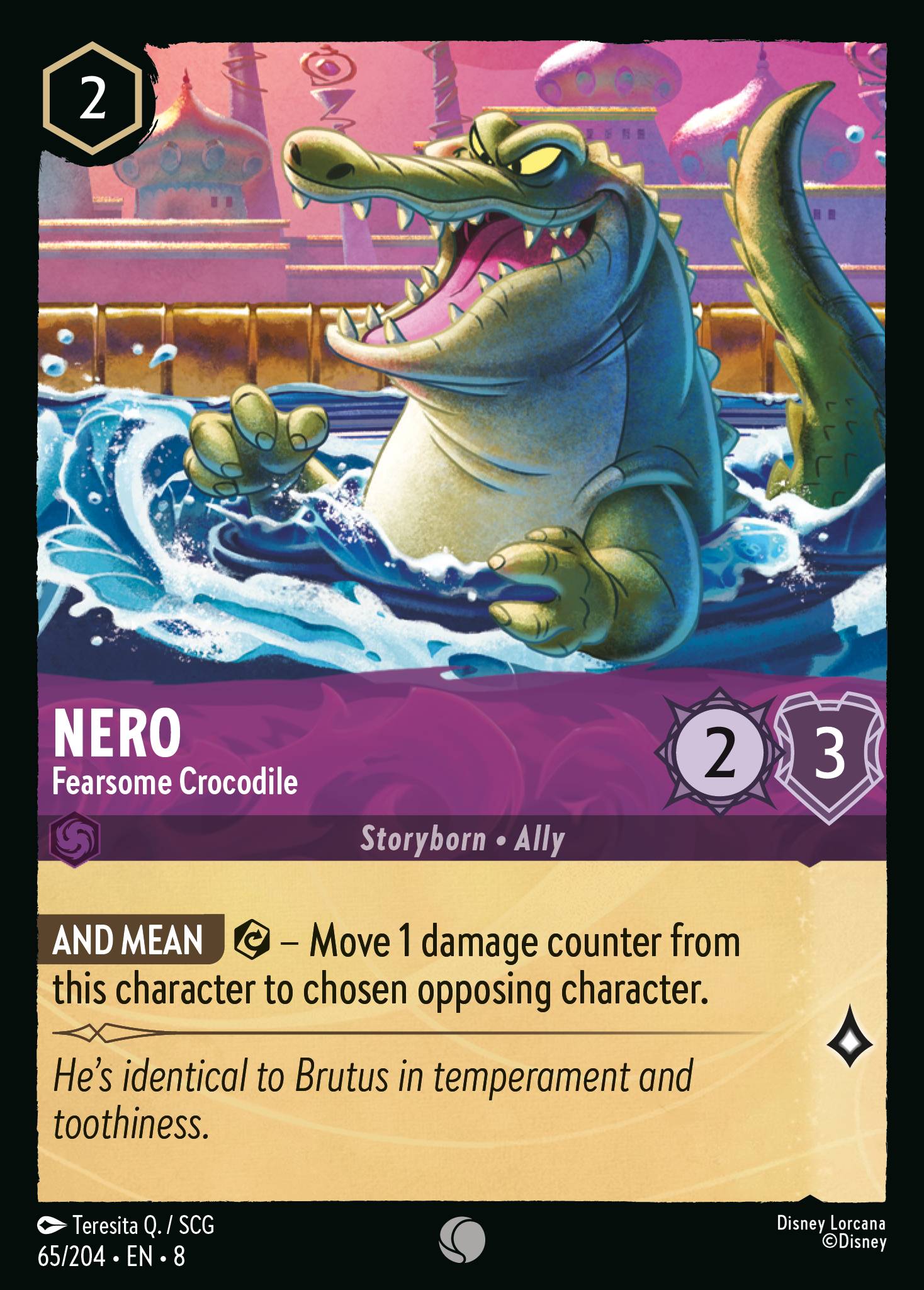 Disney Lorcana The Reign of Jafar card #65 - Nero - Fearsome Crocodile (Cold Foil)