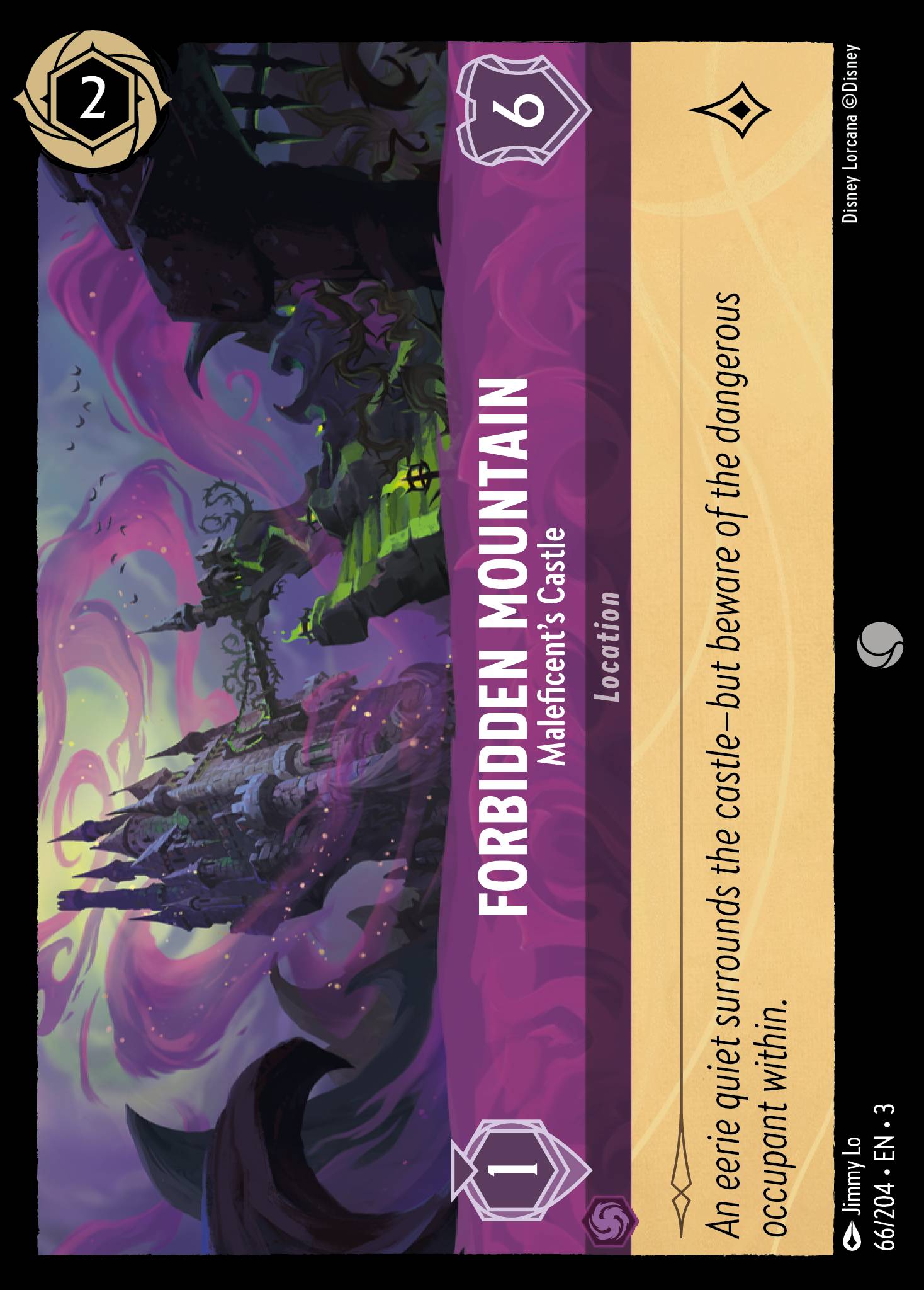 Disney Lorcana Into the Inklands card #66 - Forbidden Mountain - Maleficent's Castle (Cold Foil)