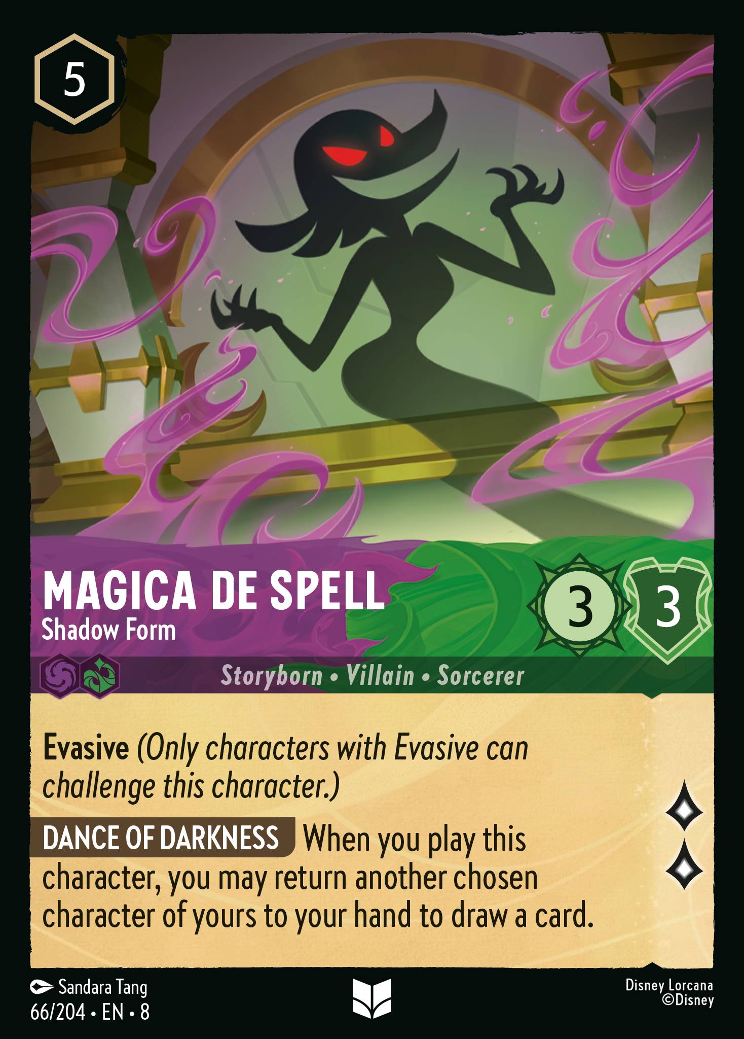 Disney Lorcana The Reign of Jafar card #66 - Magica De Spell - Shadow Form (Cold Foil)