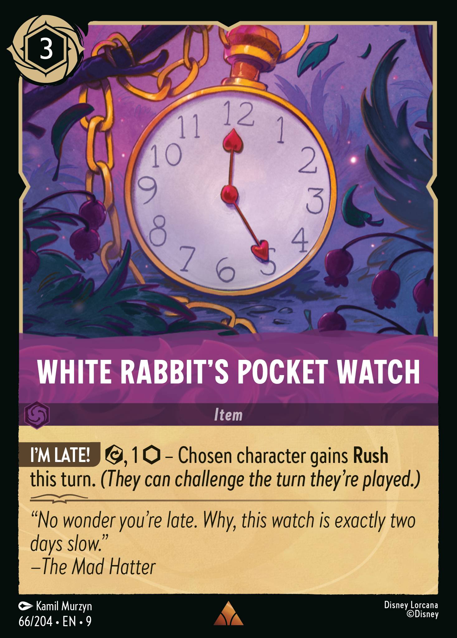 Disney Lorcana Fabled card #66 - White Rabbit's Pocket Watch (Non-Foil)