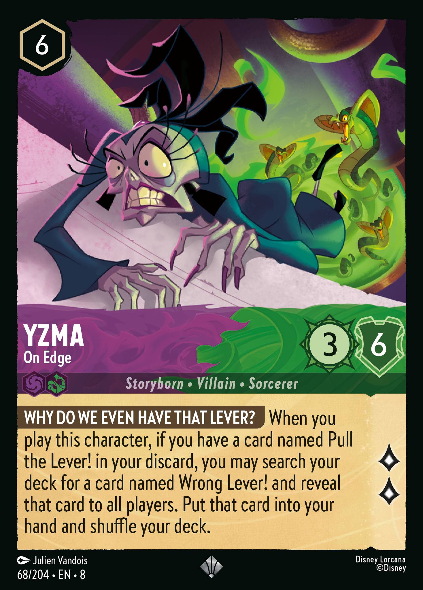 Disney Lorcana The Reign of Jafar card #68 - Yzma - On Edge (Cold Foil)
