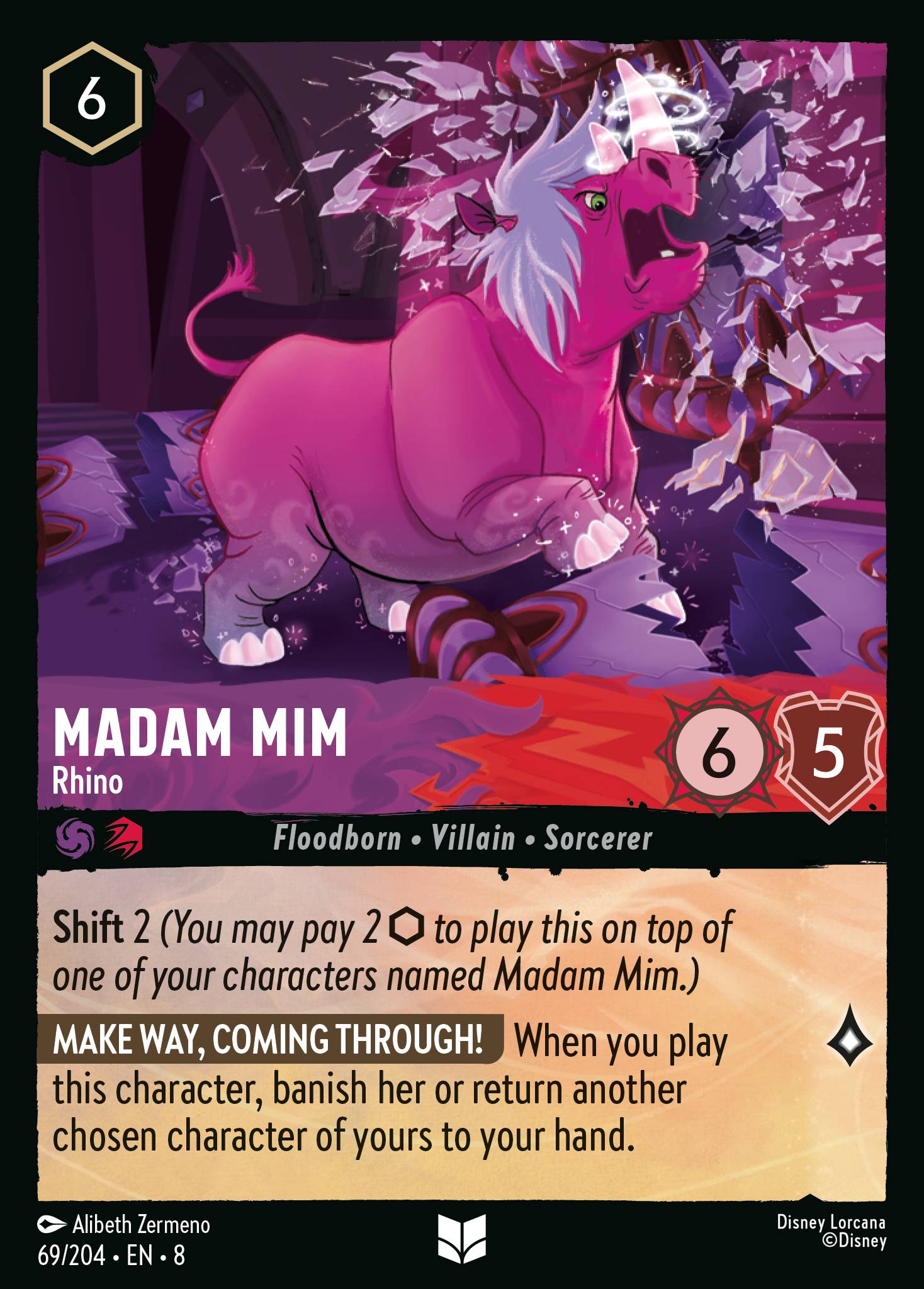 Disney Lorcana The Reign of Jafar card #69 - Madam Mim - Rhino (Cold Foil)