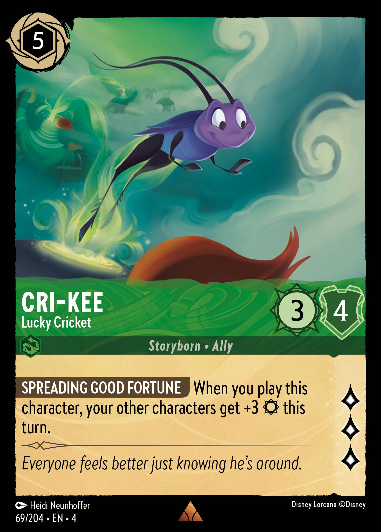 Disney Lorcana Ursula's Return card #69 - Cri-Kee - Lucky Cricket (Cold Foil)