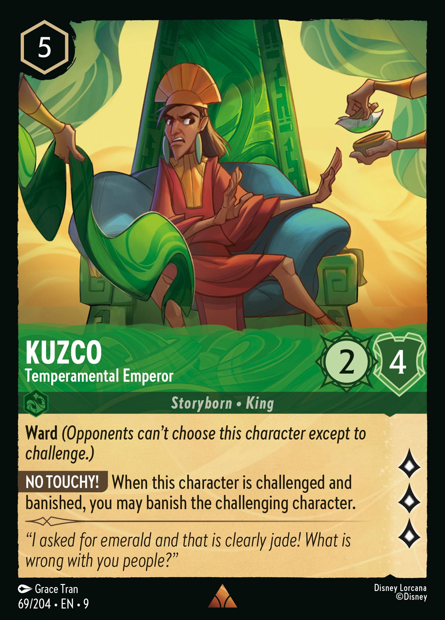 Disney Lorcana Fabled card #69 - Kuzco - Temperamental Emperor (Non-Foil)