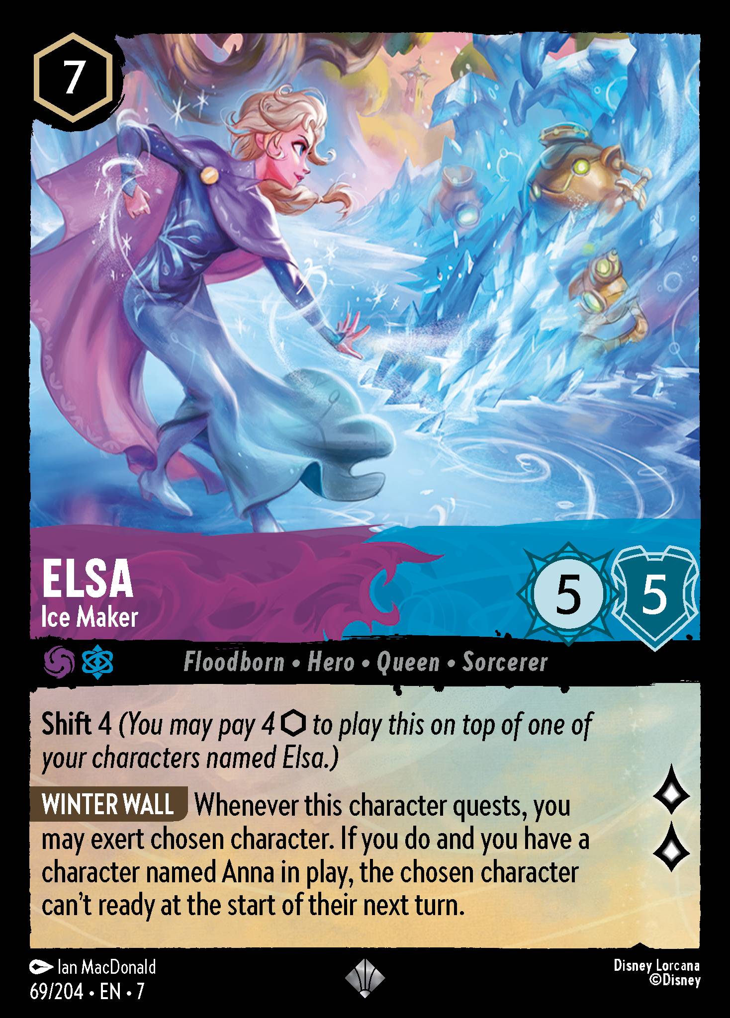 Disney Lorcana Archazia's Island card #69 - Elsa - Ice Maker (Cold Foil)