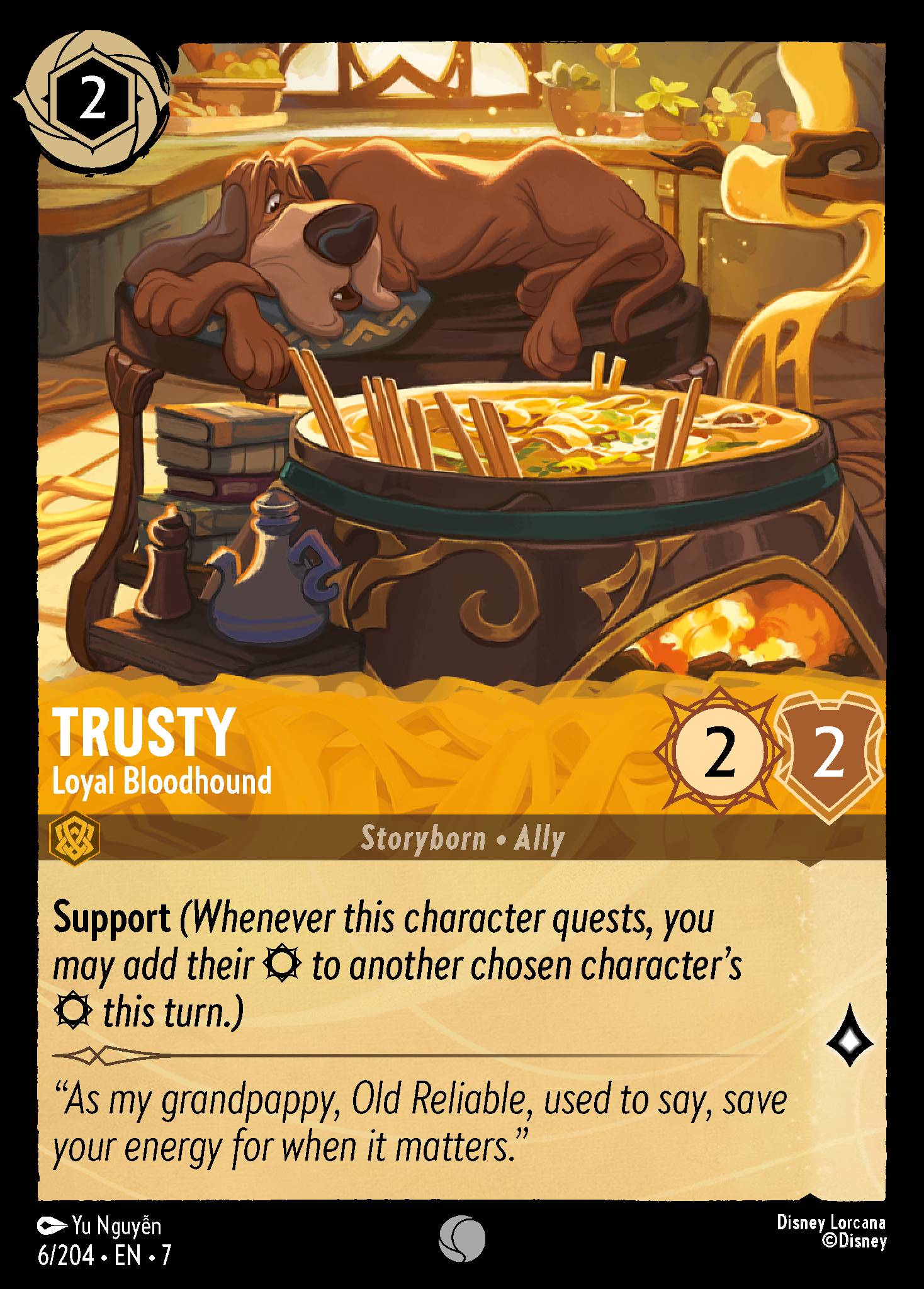 Disney Lorcana Archazia's Island card #6 - Trusty - Loyal Bloodhound (Cold Foil)