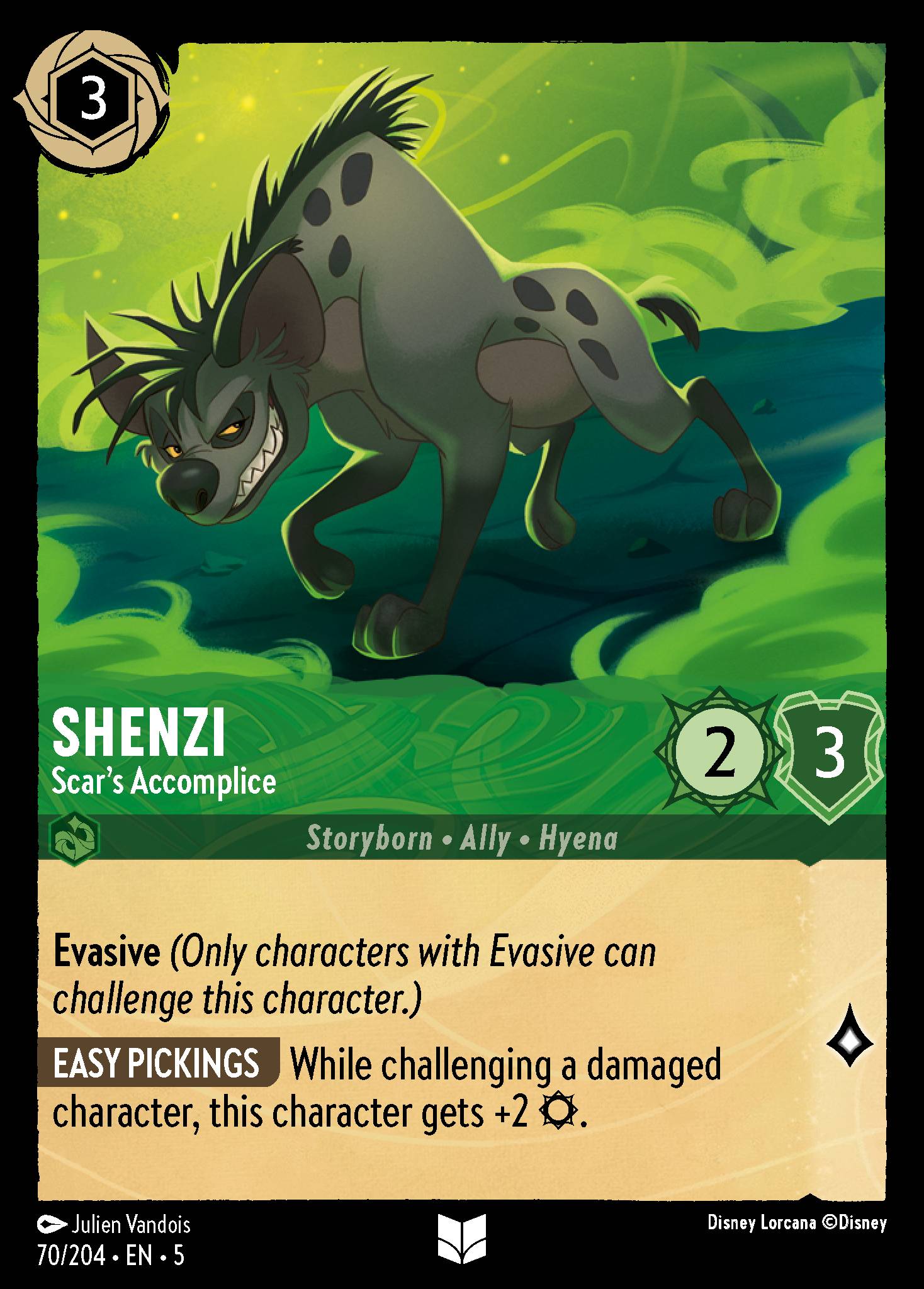 Disney Lorcana Shimmering Skies card #70 - Shenzi - Scar's Accomplice (Cold Foil)